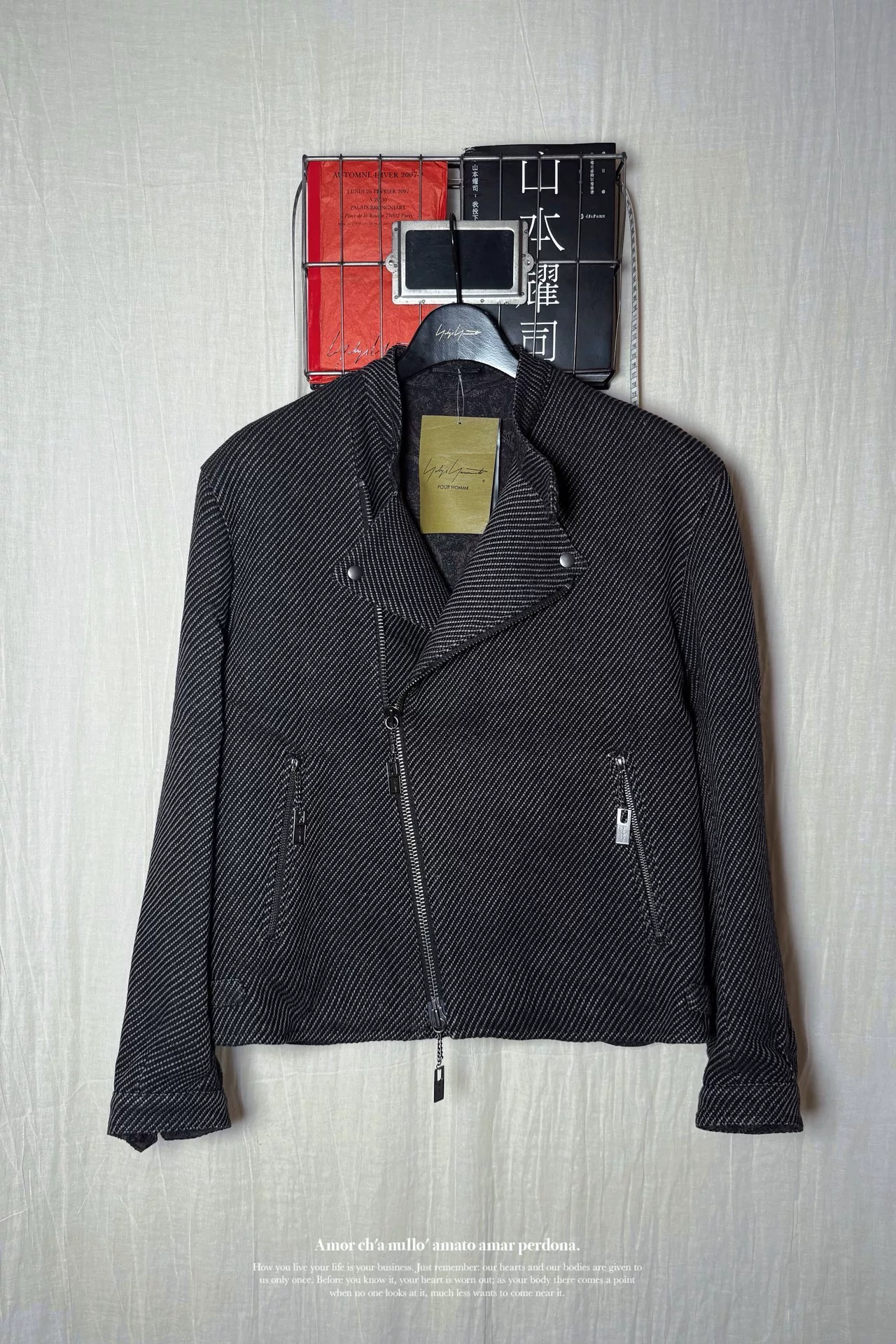 Yohji Yamamoto 24AW Herringbone Biker Jacket — back