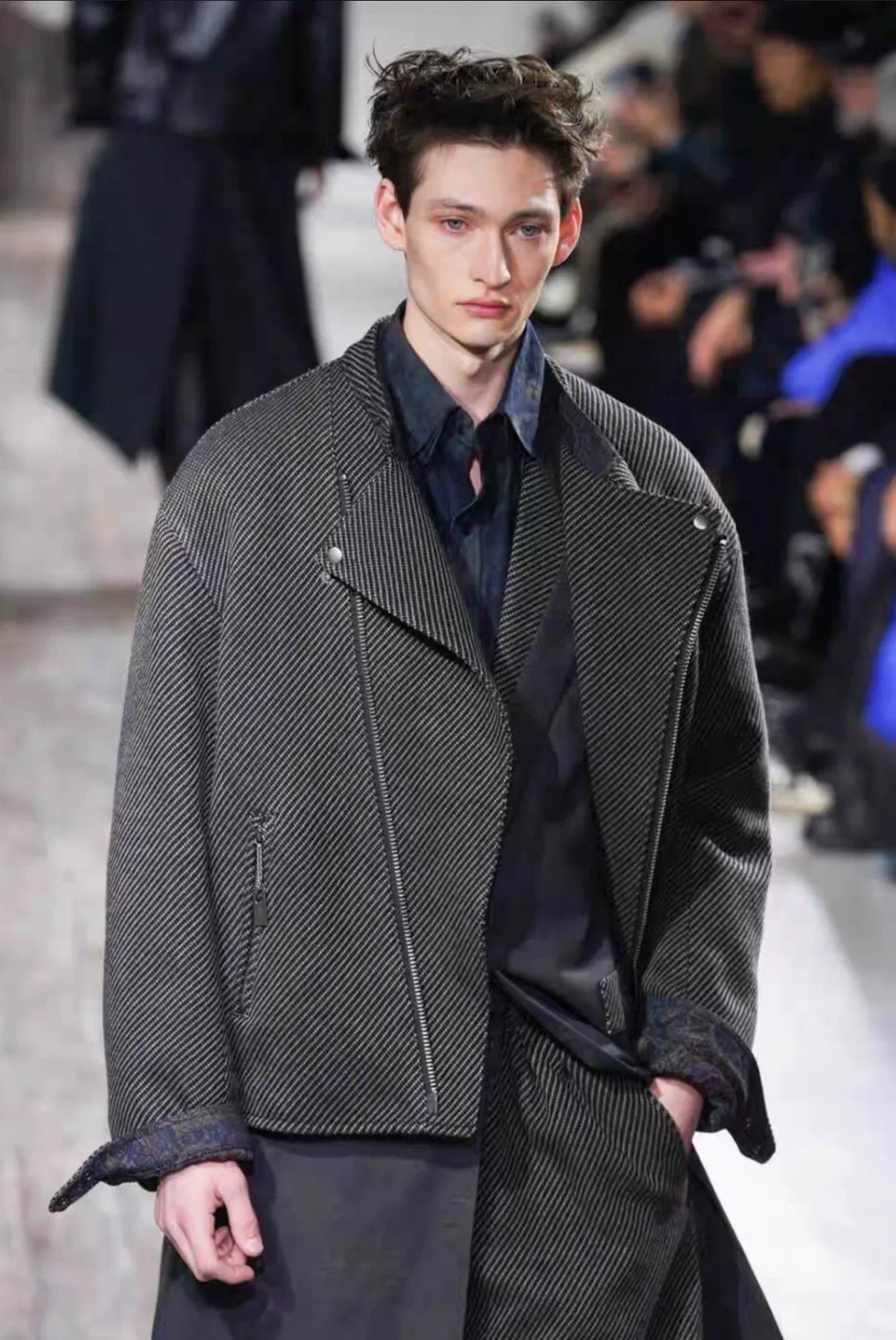 Yohji Yamamoto 24AW Herringbone Biker Jacket — front