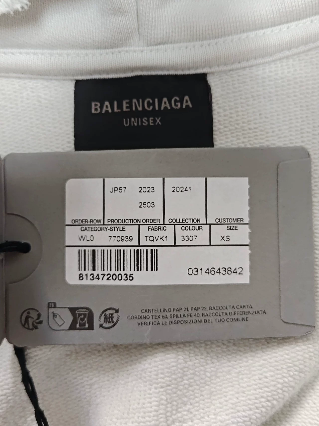 Balenciaga 24fw Zip-Up Hoodie — label
