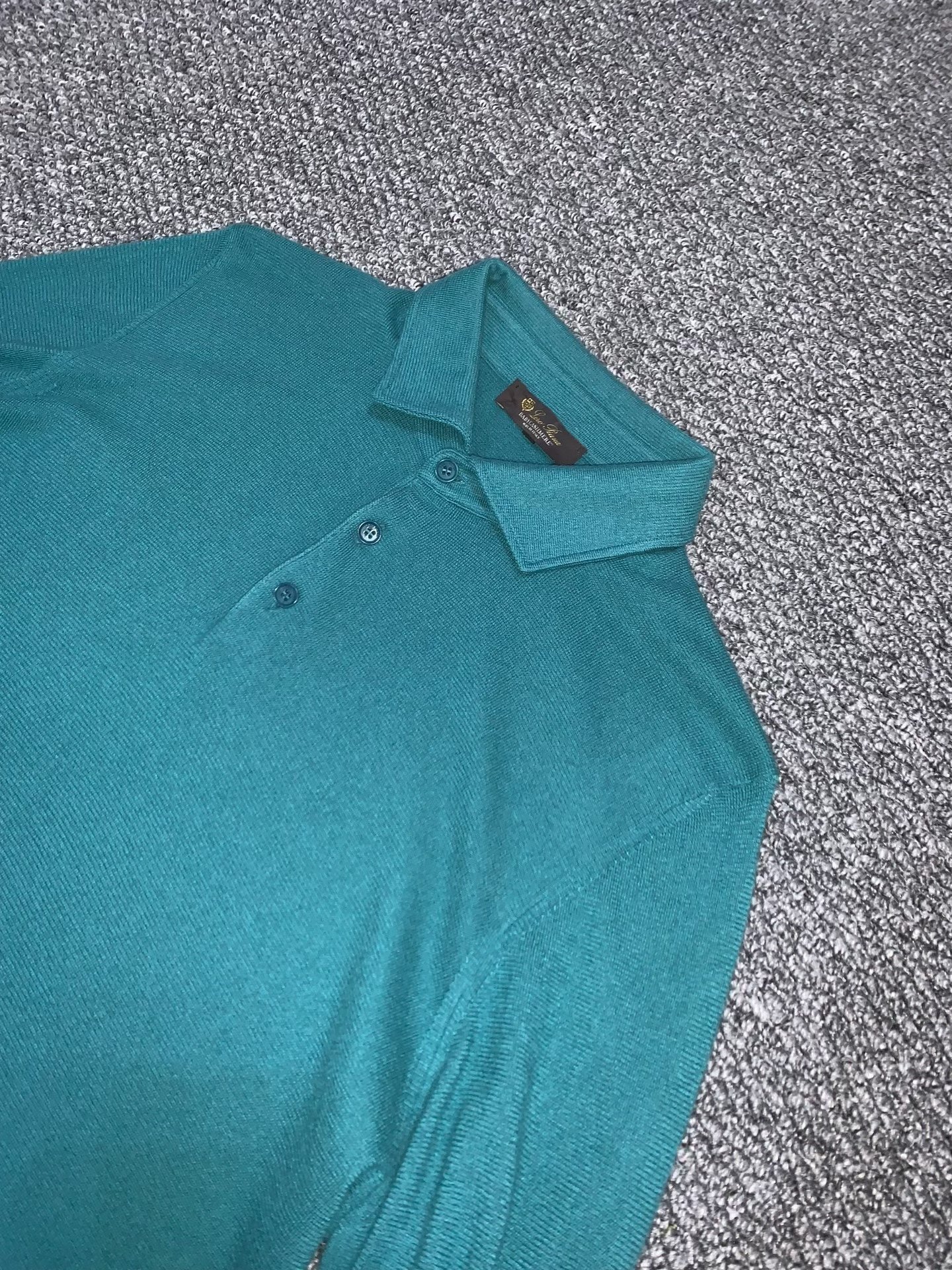 Loro Piana Baby Cashmere Long Sleeve Polo — detail