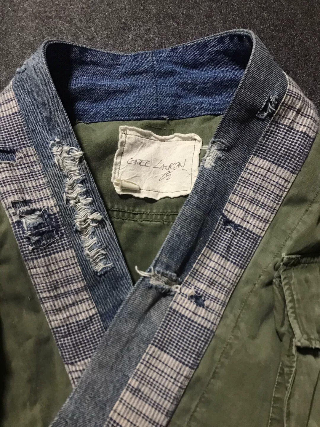 Greg Lauren Deconstructed Kimono Jacket — label