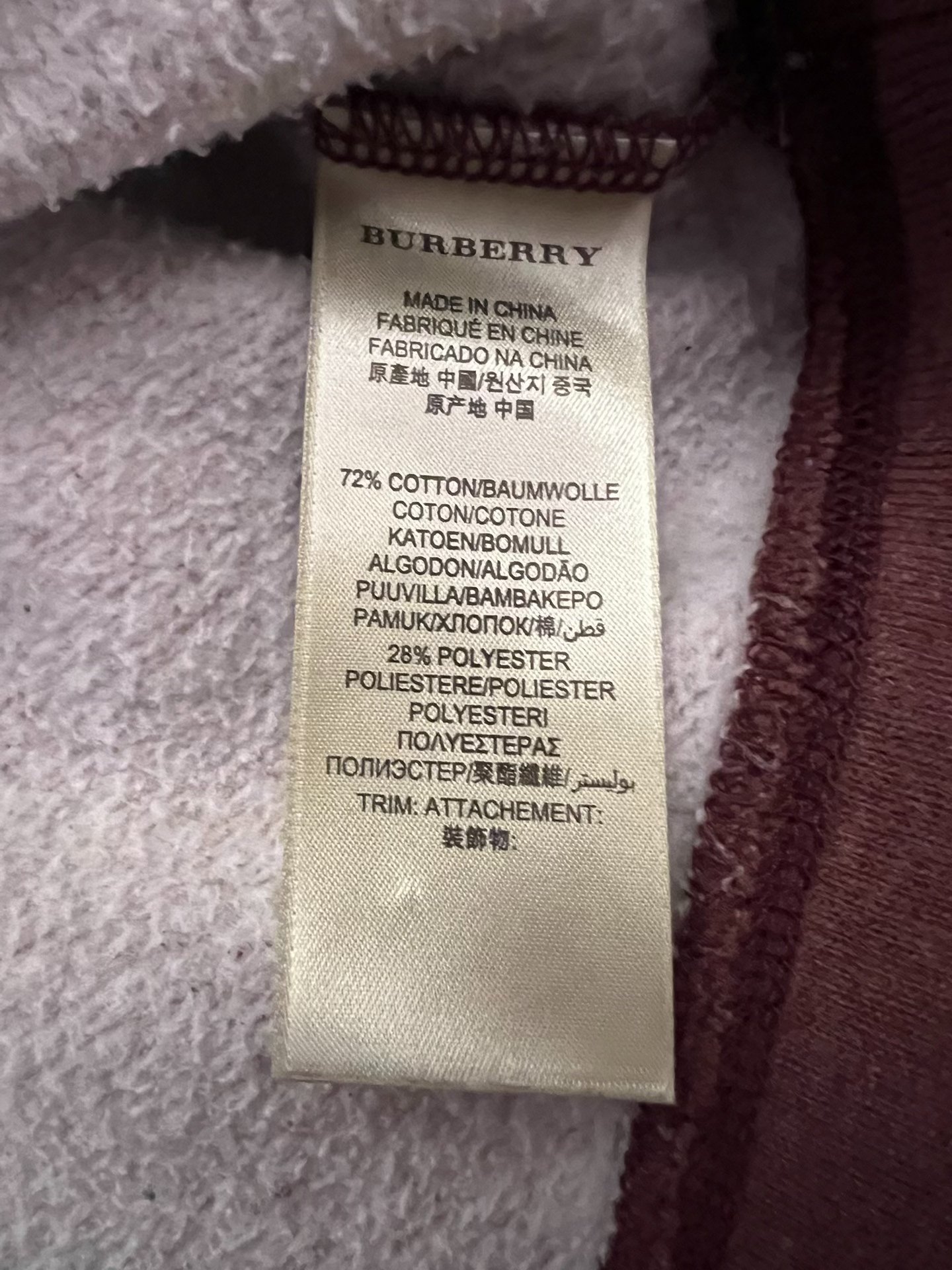 Burberry Brit Men's Maroon Sweatshirt — back