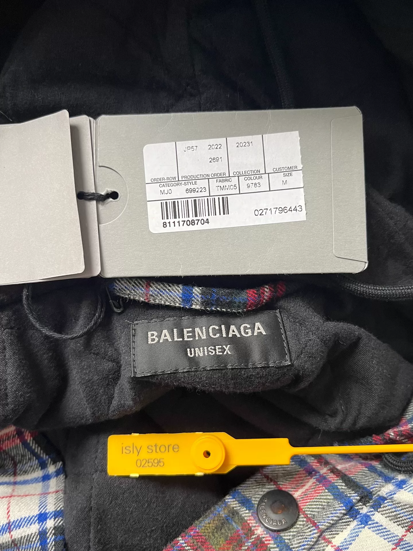 Balenciaga Men's Plaid Hooded Long-Sleeve Shirt — back