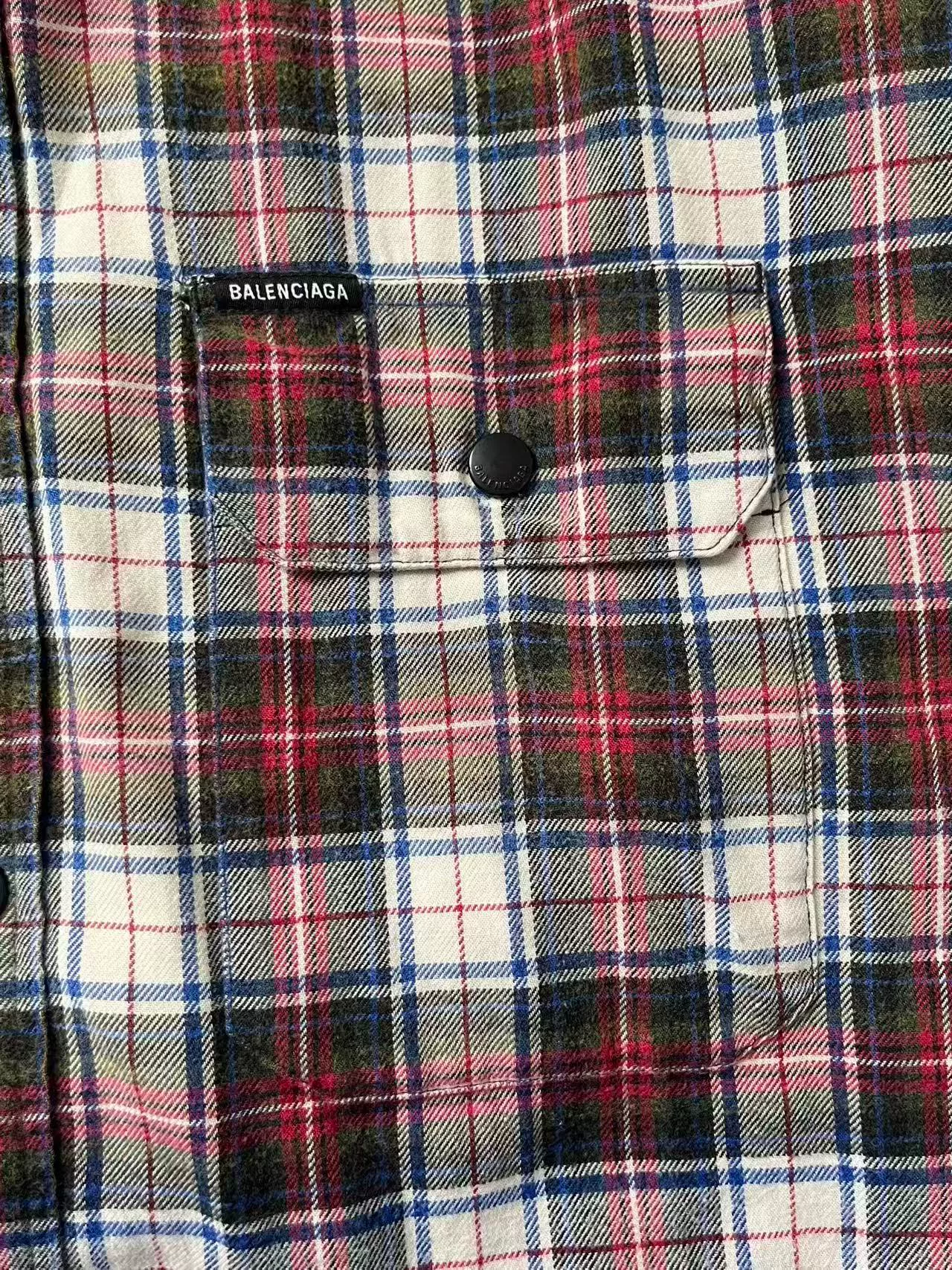 Balenciaga Men's Plaid Hooded Long-Sleeve Shirt — detail