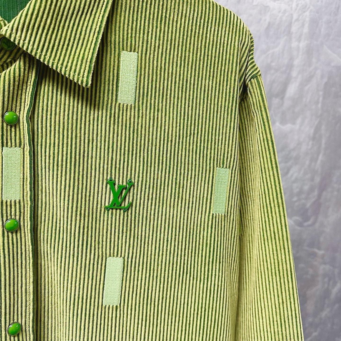 Louis Vuitton Logo Striped Long Sleeve Shirt — detail