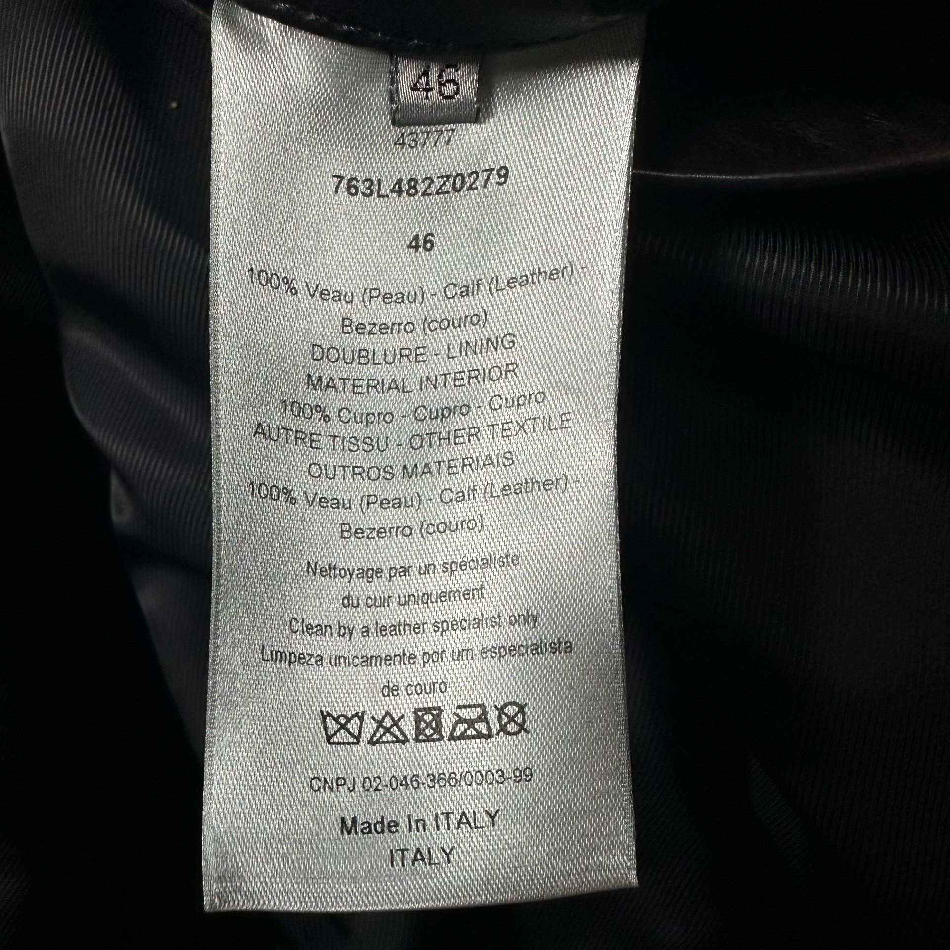 Dior Homme Collaboration Aviator Leather Jacket — label
