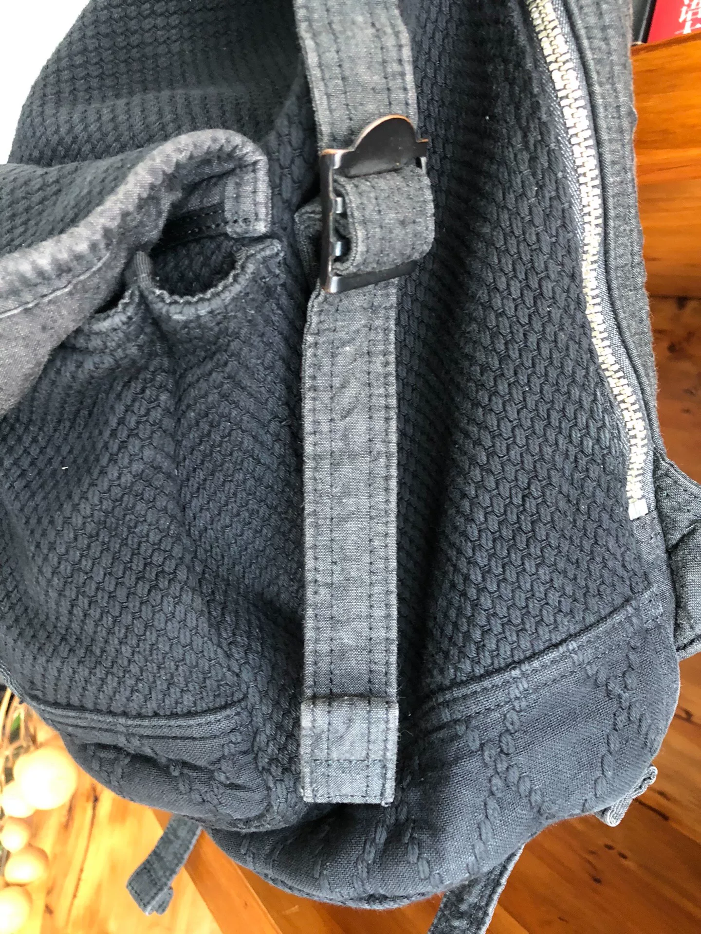 Porter Classic Black Sashiko Backpack — detail