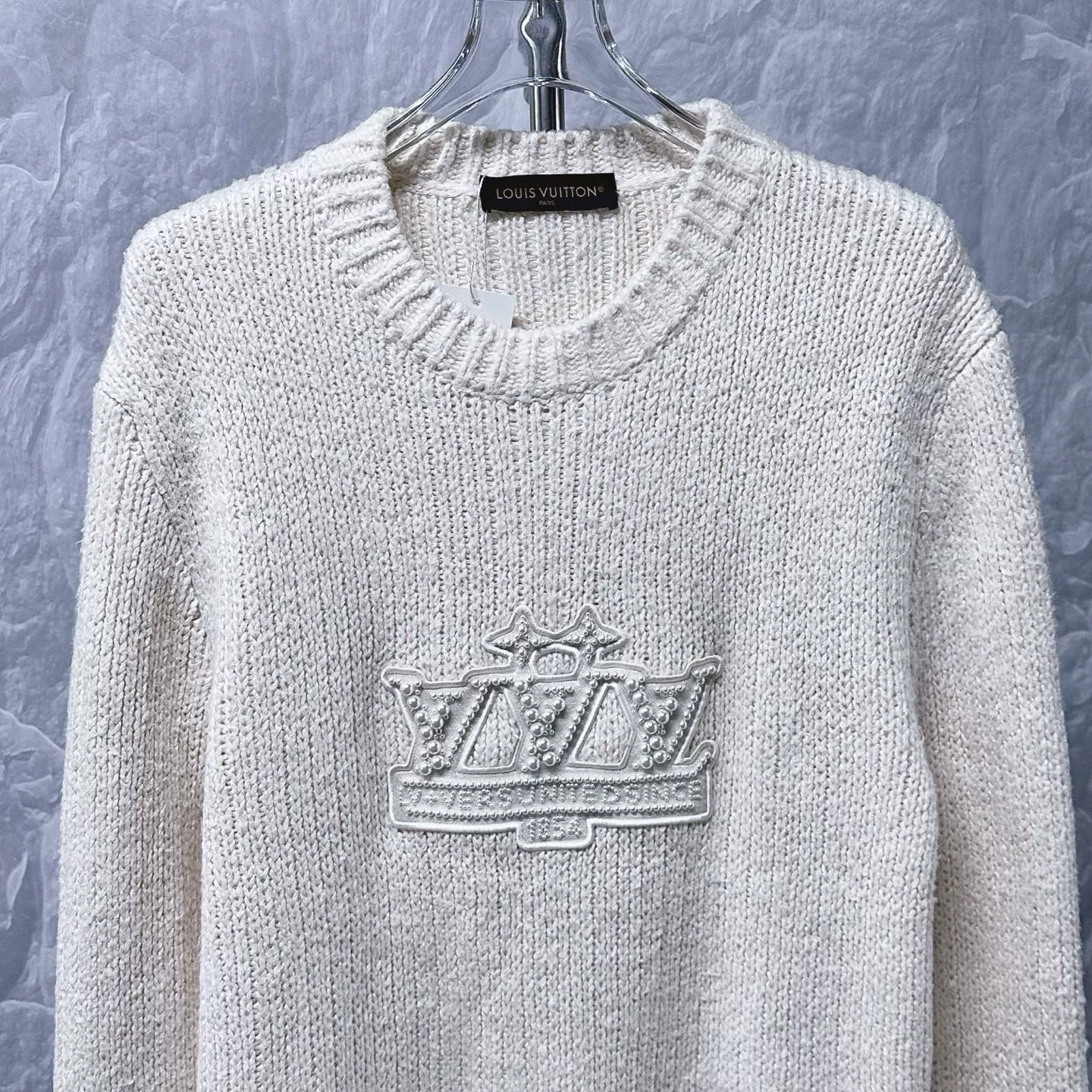 Louis Vuitton SS25 Pearl Letter Knit Sweater — front