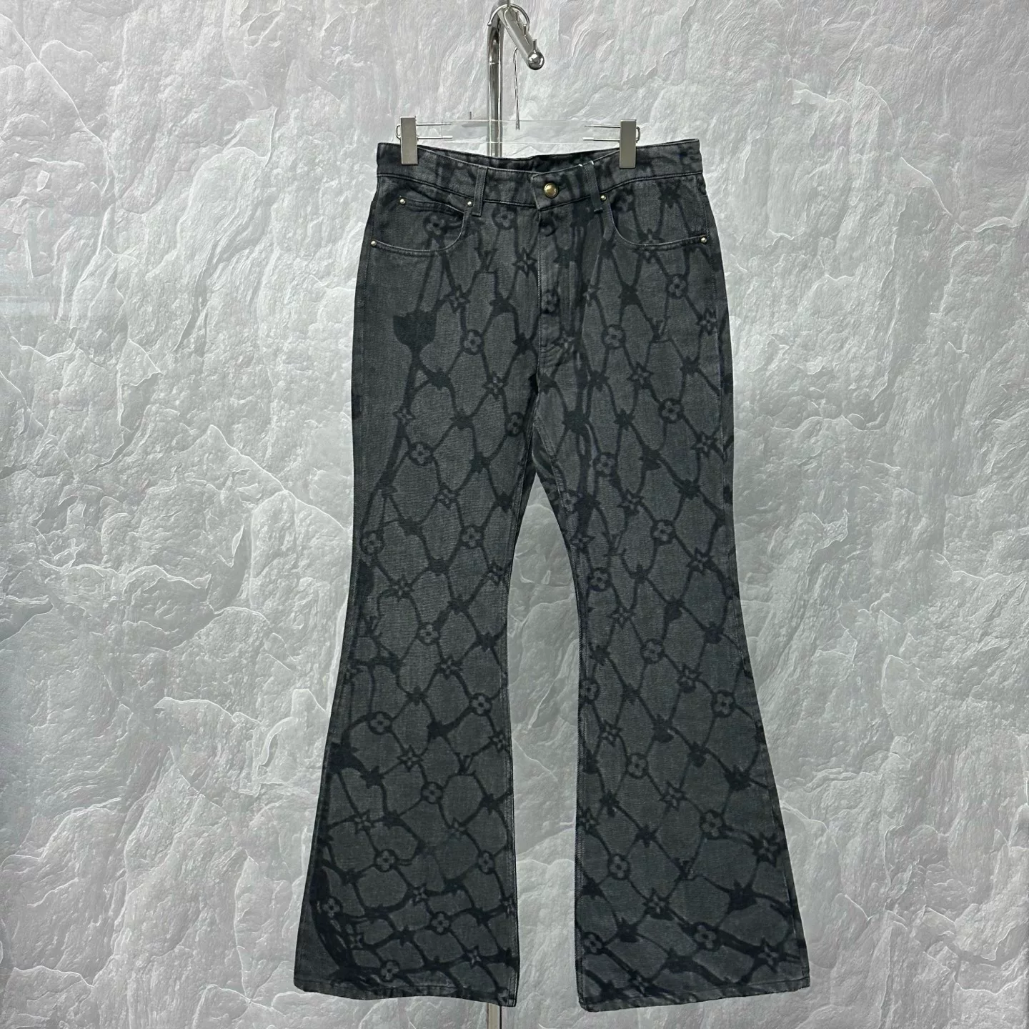 Louis Vuitton FW24 Fishnet Flare Denim Pants