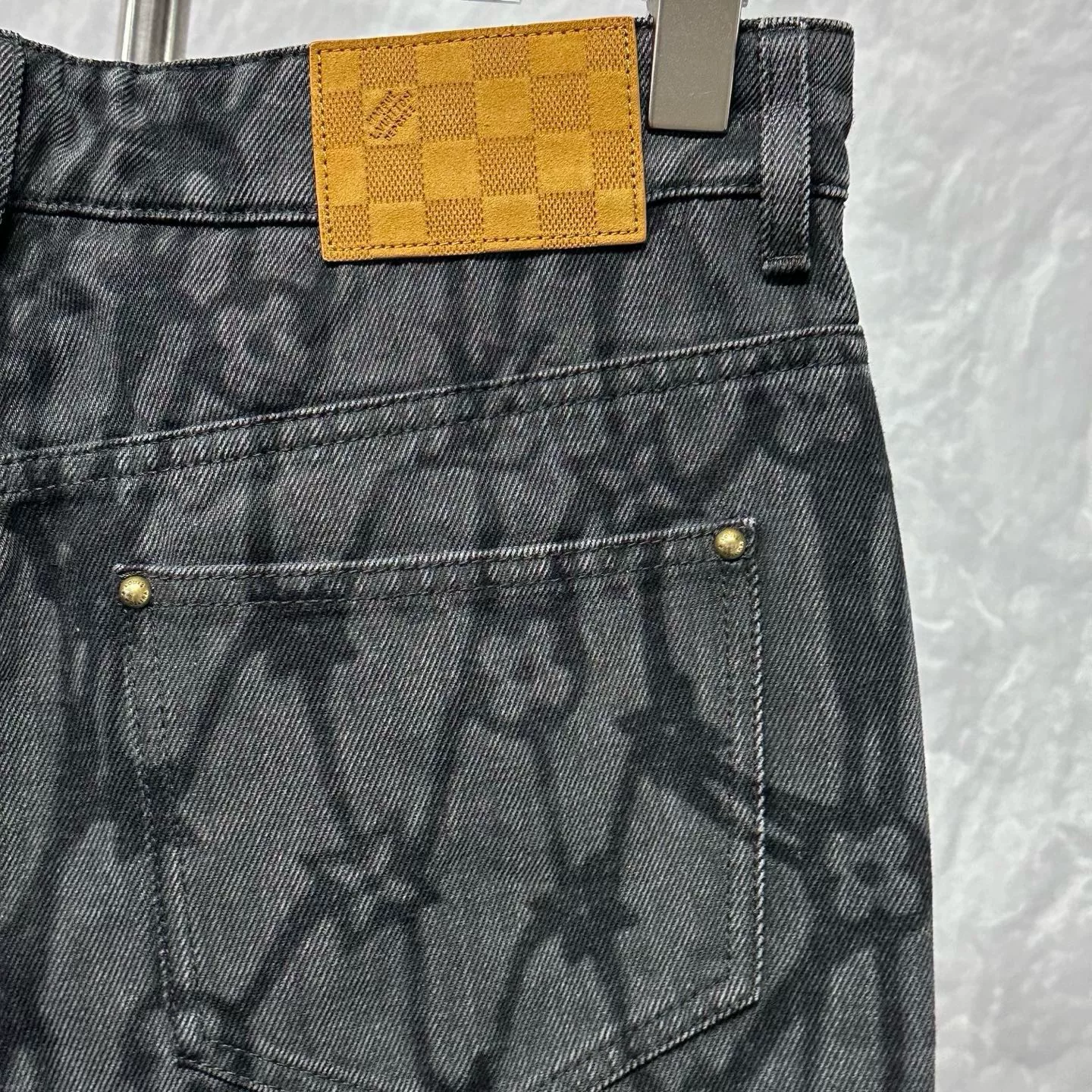 Louis Vuitton FW24 Fishnet Flare Denim Pants — detail