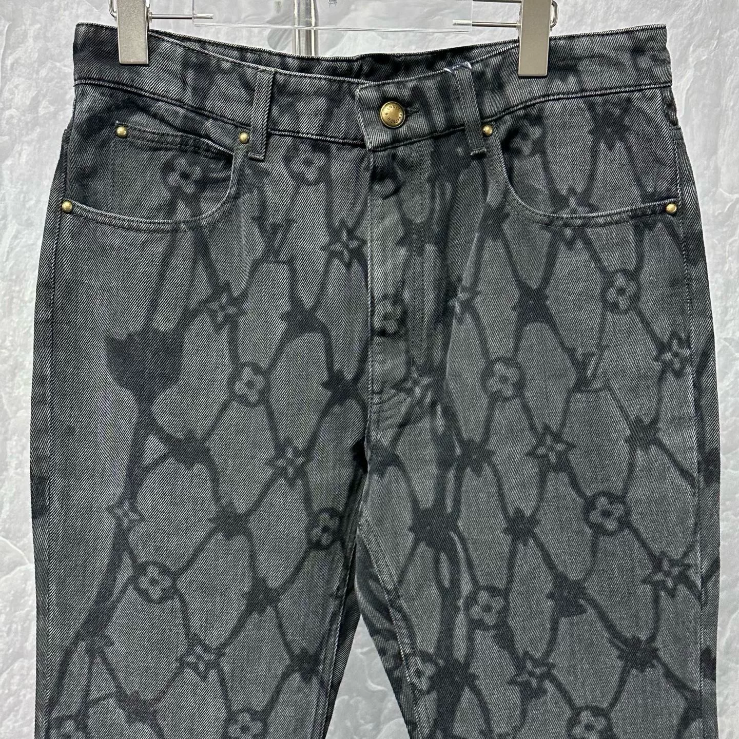 Louis Vuitton FW24 Fishnet Flare Denim Pants — front
