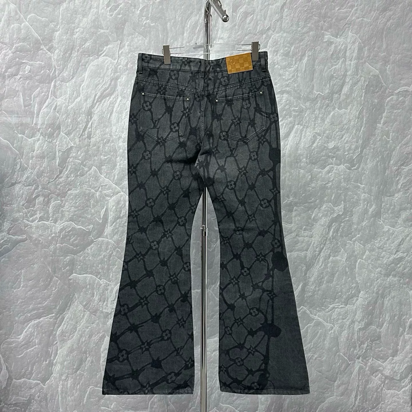 Louis Vuitton FW24 Fishnet Flare Denim Pants — back