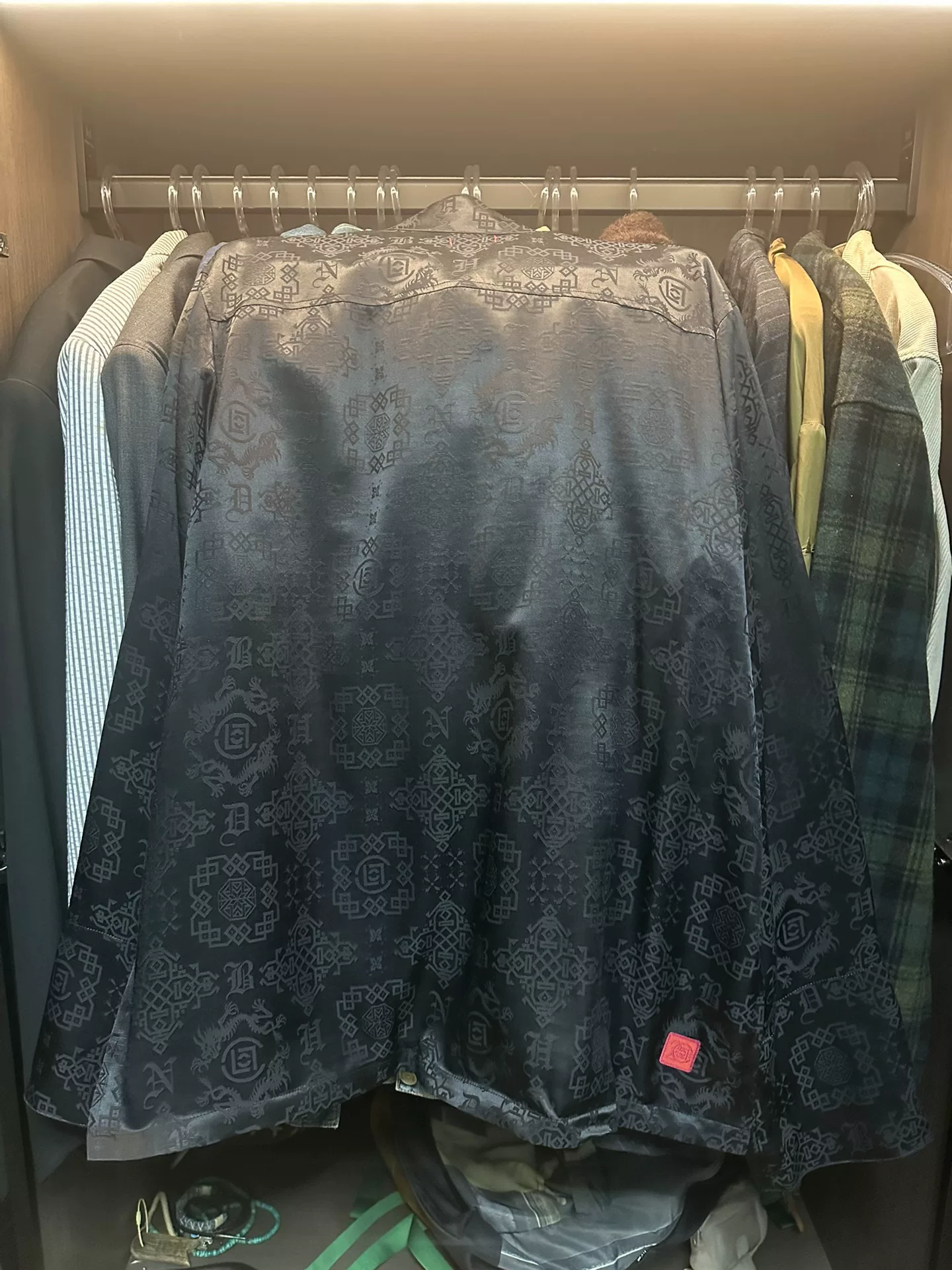 CLOT x Neighborhood Black Silk Jacket — front