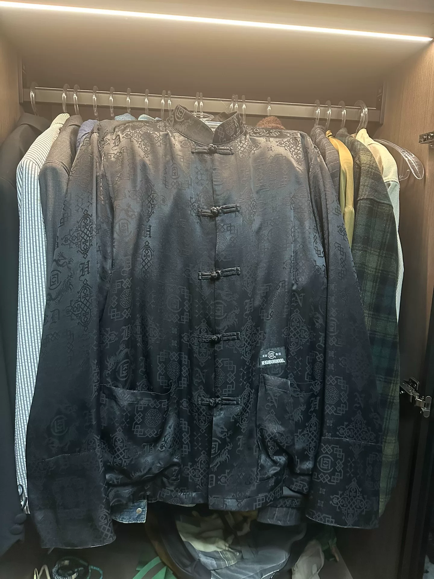 CLOT x Neighborhood Black Silk Jacket