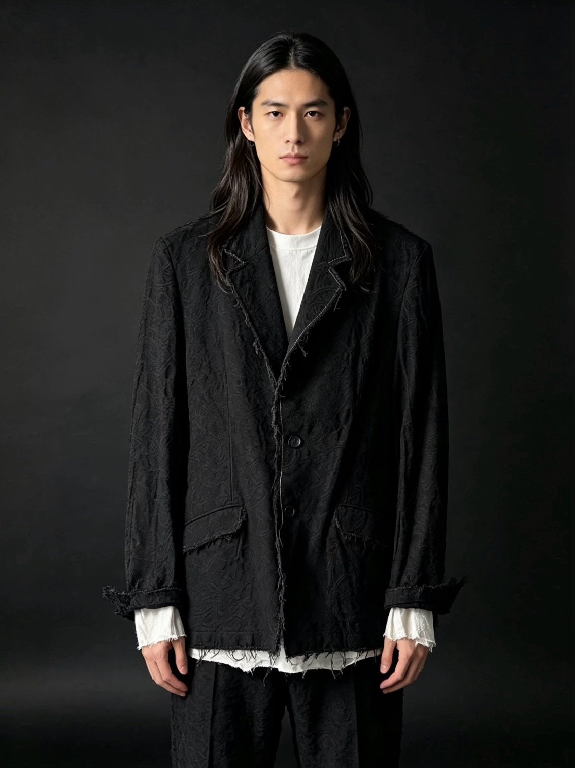 Yohji Yamamoto SYTE Frayed Textured Jacket — detail