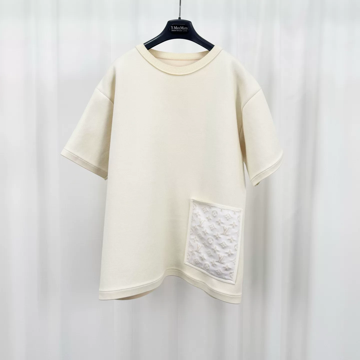 Louis Vuitton Cream Embossed Pocket Knit Top