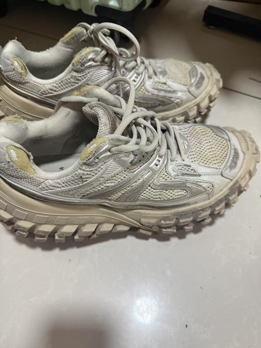 Balenciaga Mud-Dyed Runway Sneakers — label