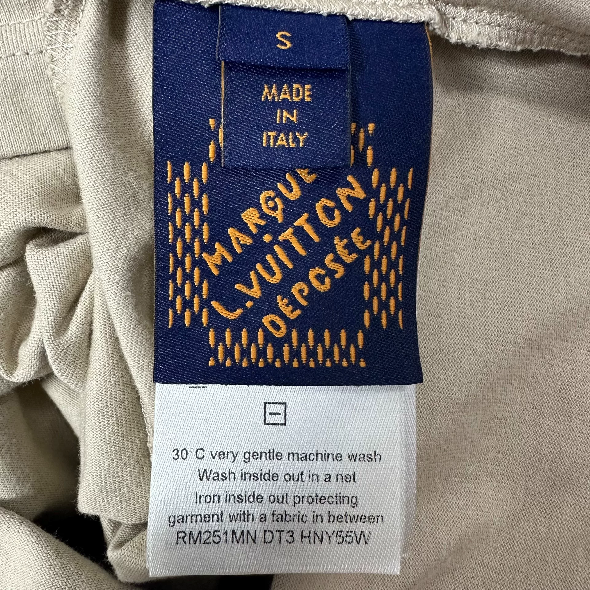 Louis Vuitton Khaki Embossed Logo T-shirt — label