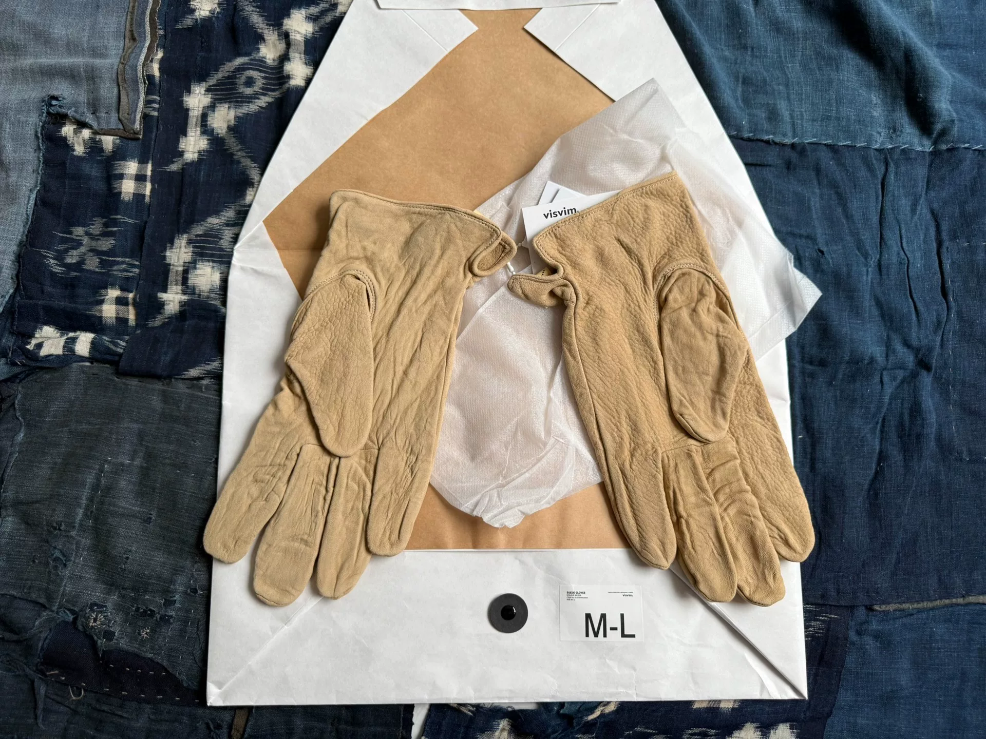 VISVIM 25AW Distressed Suede Motorcycle Gloves — front