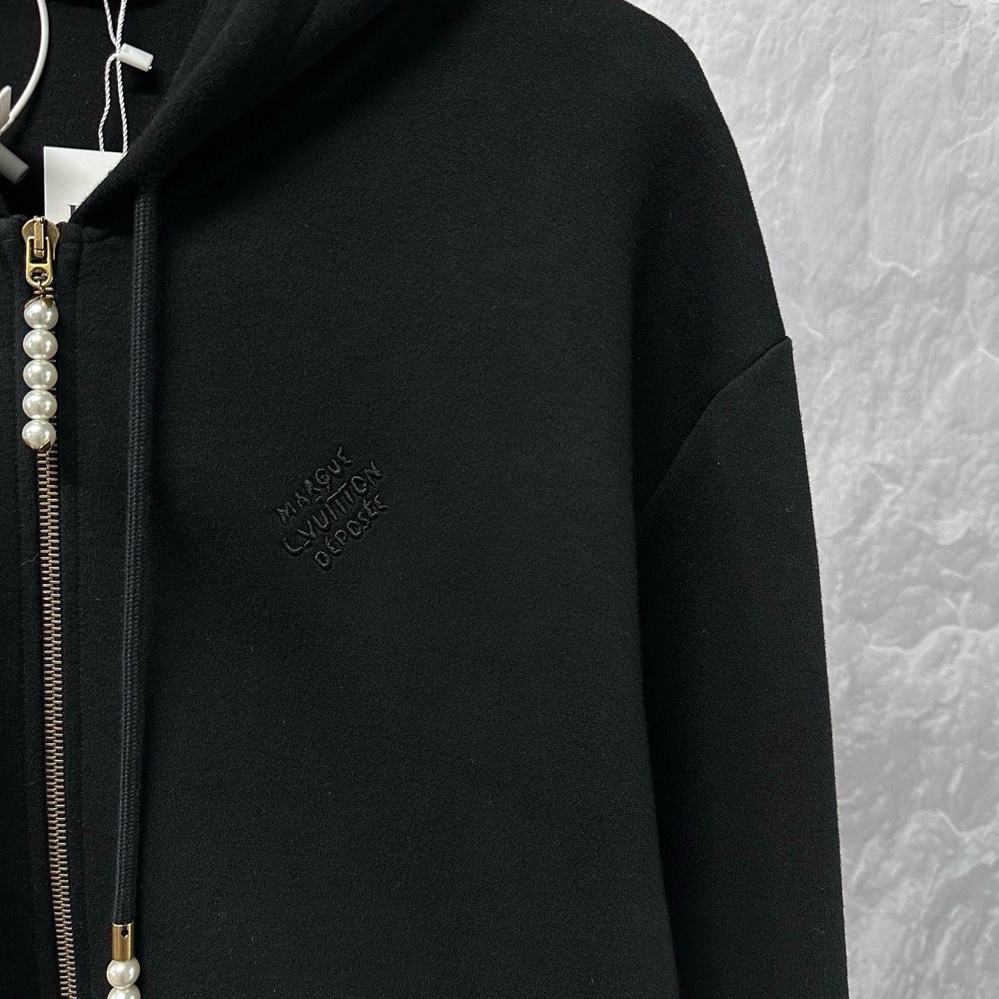 Louis Vuitton SS24 Embroidered Pearl Zip Hoodie — detail