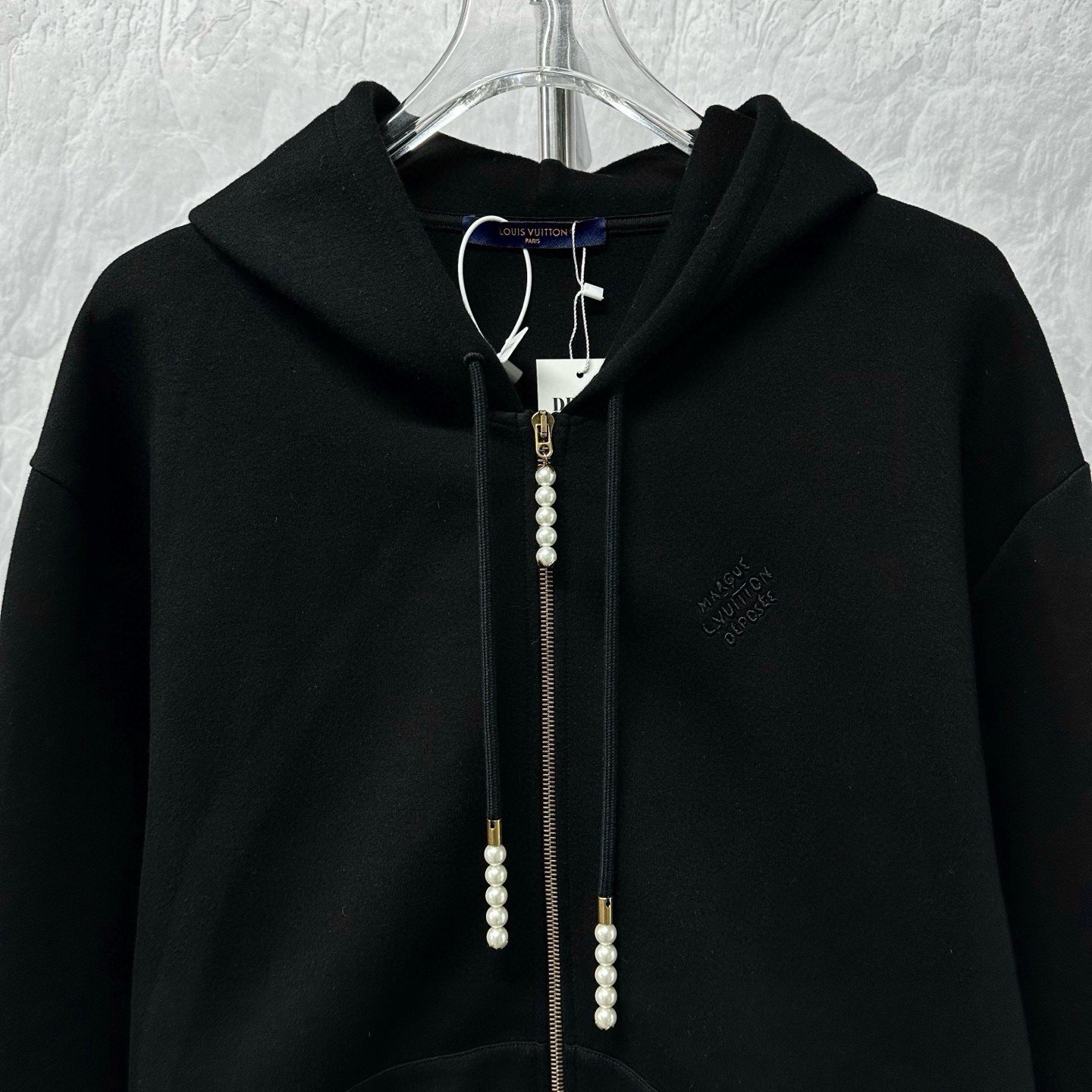 Louis Vuitton SS24 Embroidered Pearl Zip Hoodie — front