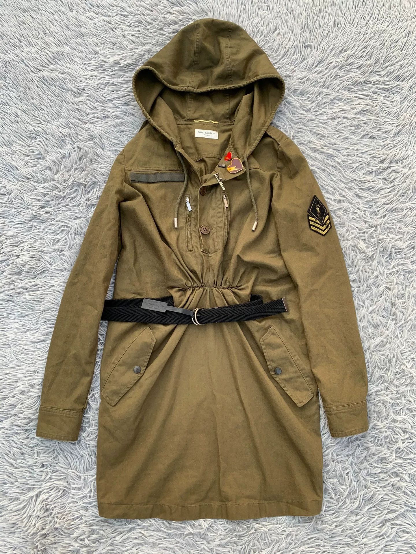 Saint Laurent Army Green Trench Coat