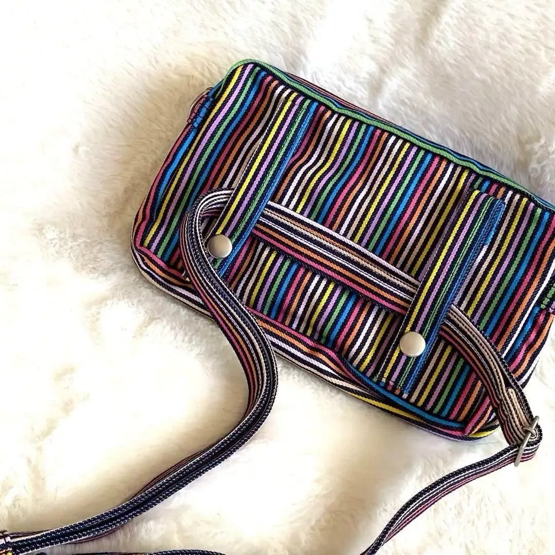 POTER × SLAP SHOT Rainbow Stripe Crossbody — back
