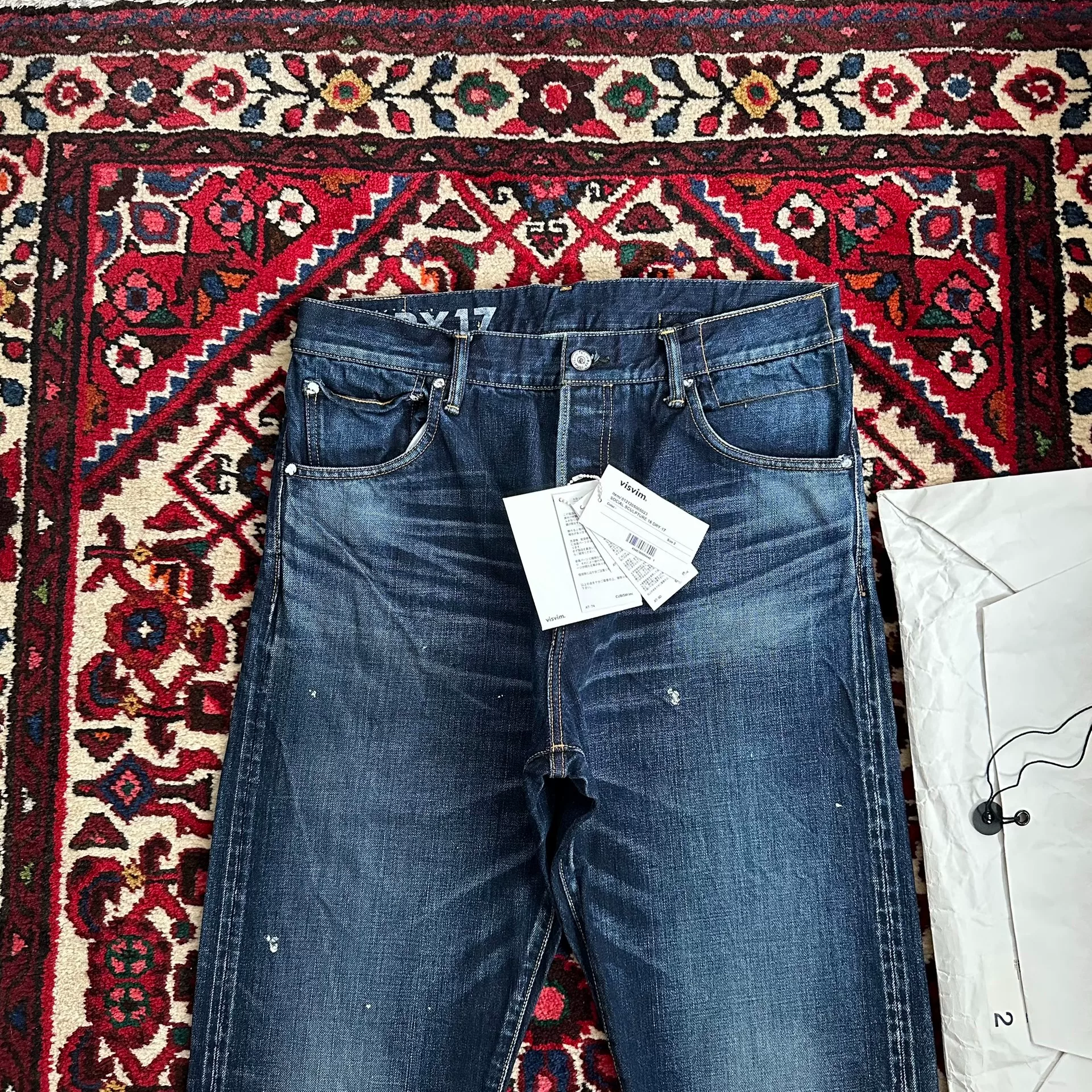 VISVIM 16 DRY17 Washed Splatter Jeans — detail