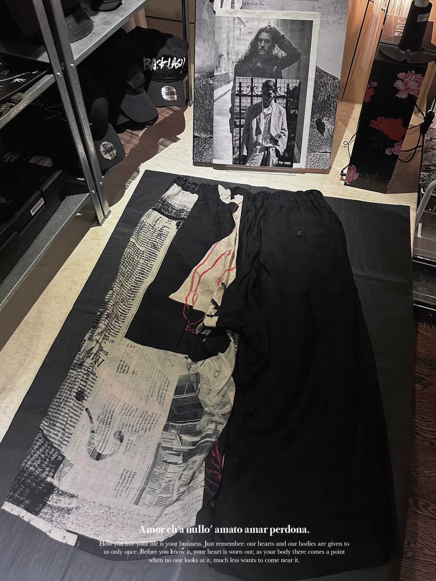 Yohji Yamamoto 22SS Newspaper Print Cropped Pants — back