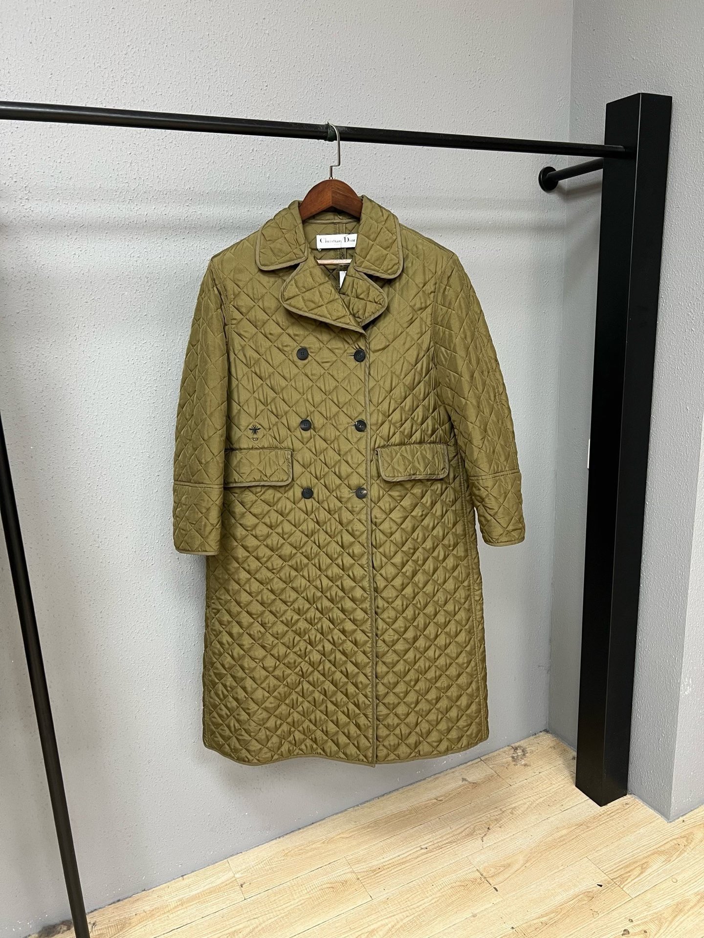 Dior Military Green Diamond Quilted Cotton Coat
