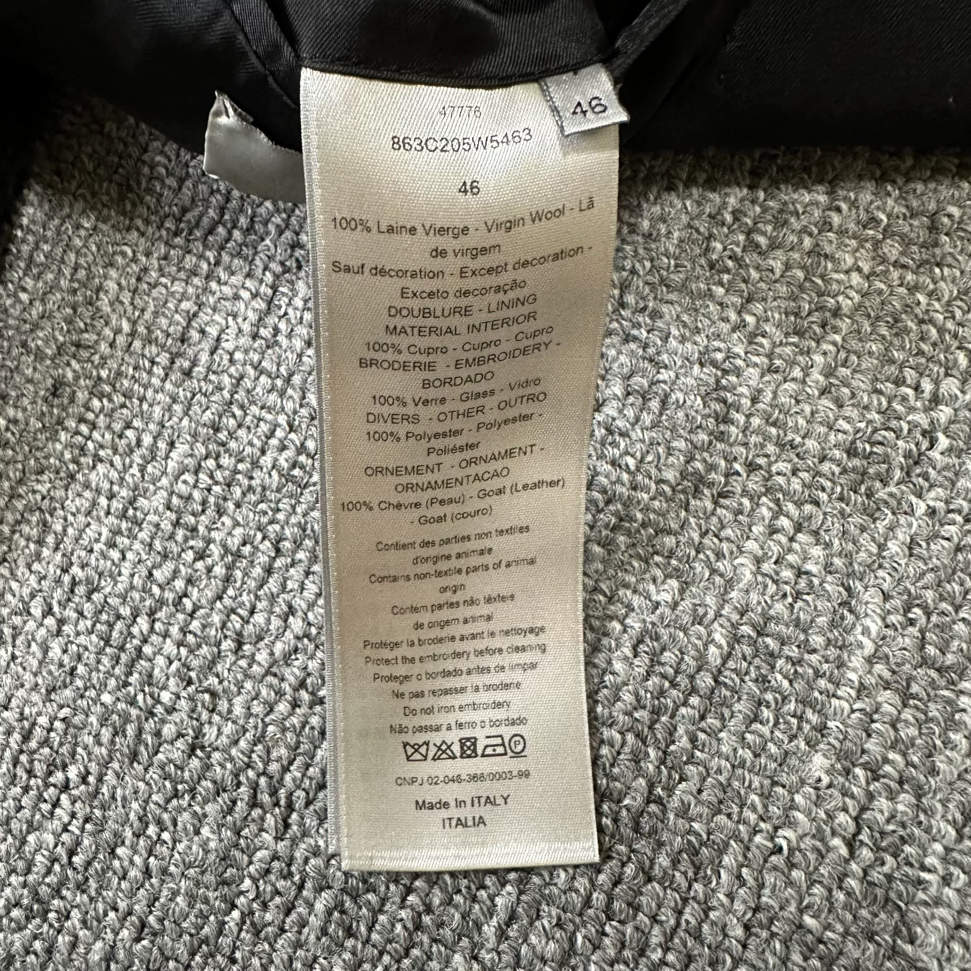 Dior Homme Black Single-Breasted Suit Jacket — label