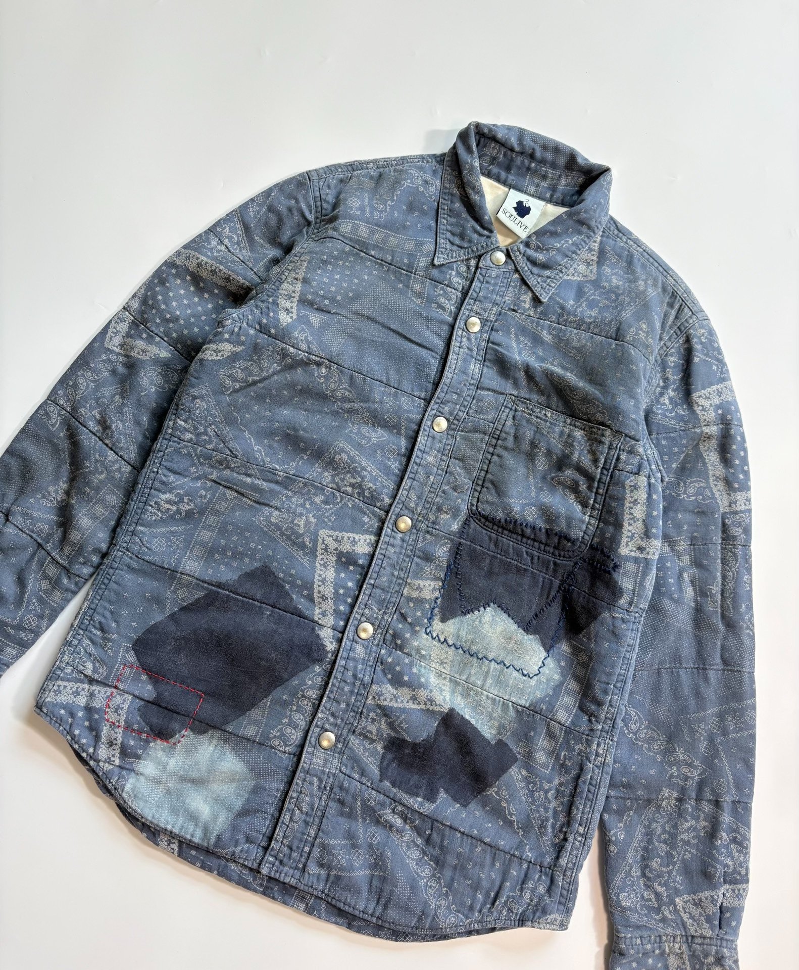Soulive Sashiko Cotton Shirt Jacket — front