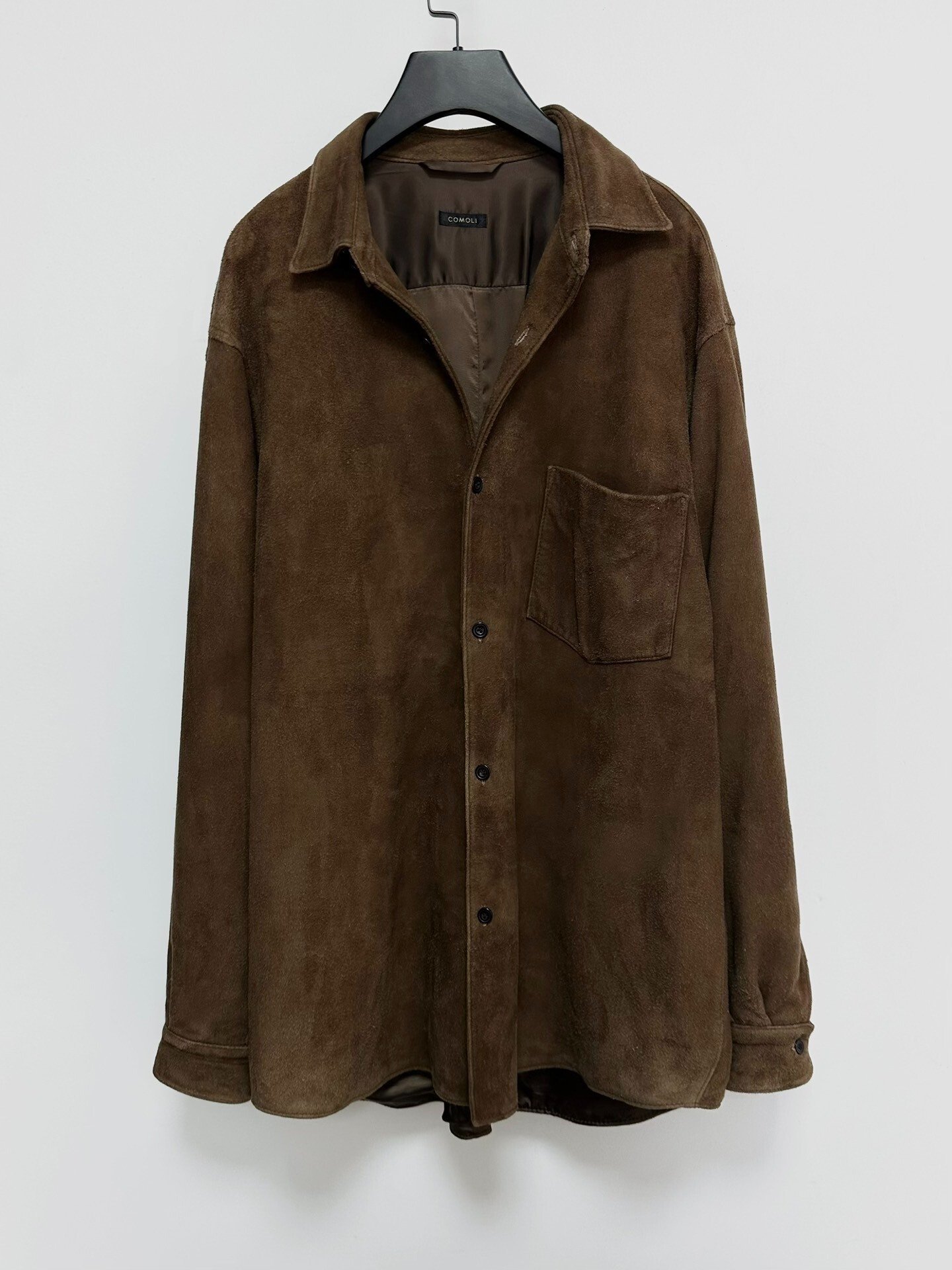 comoli Dark Brown Deerskin Shirt — front