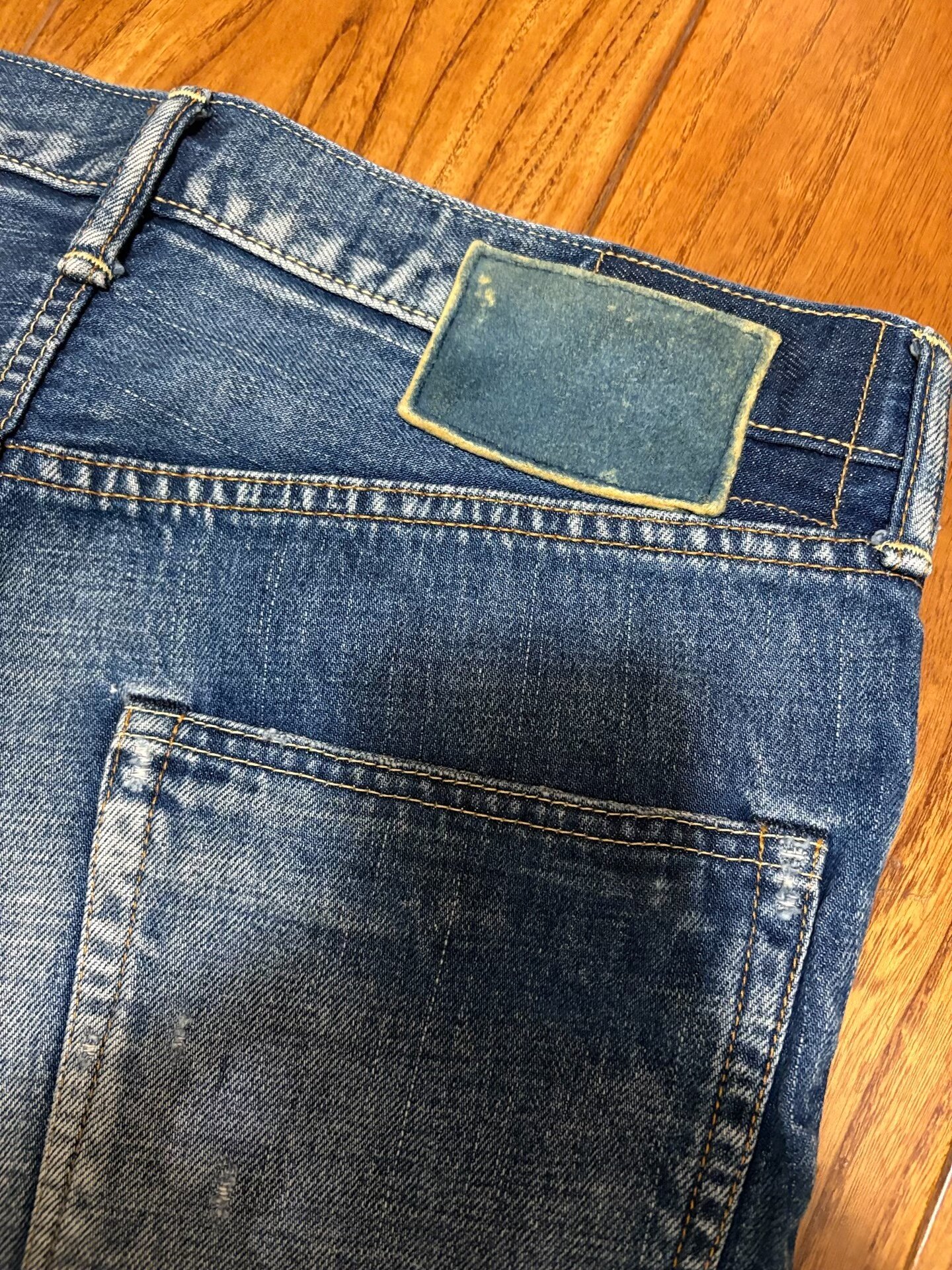 VISVIM 03D5 Washed Distressed Jeans — label