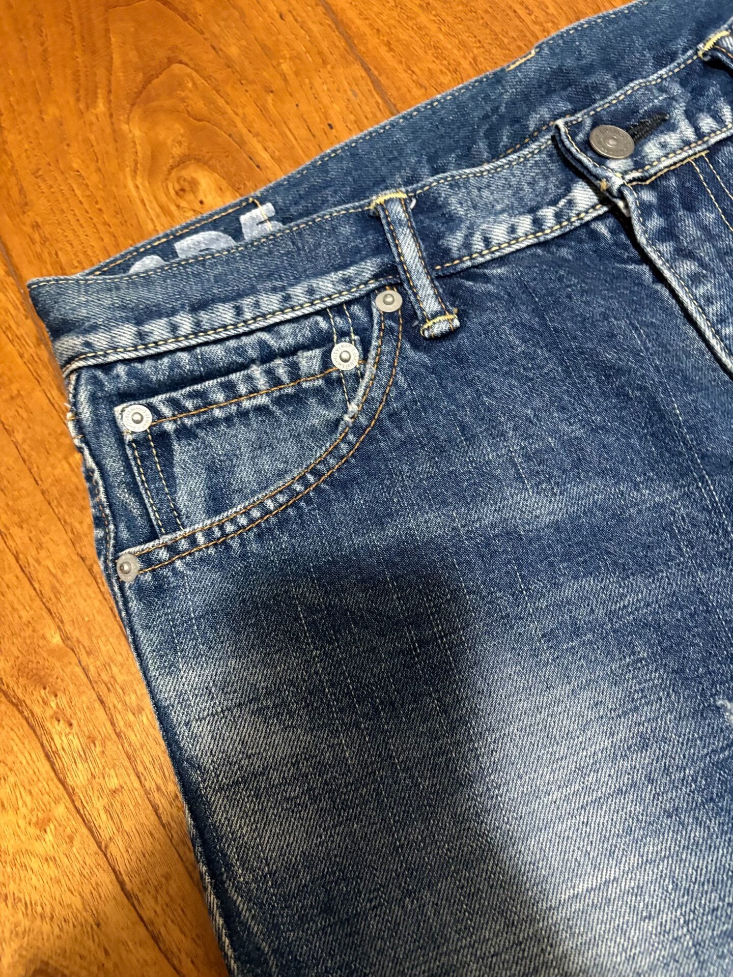 VISVIM 03D5 Washed Distressed Jeans — detail