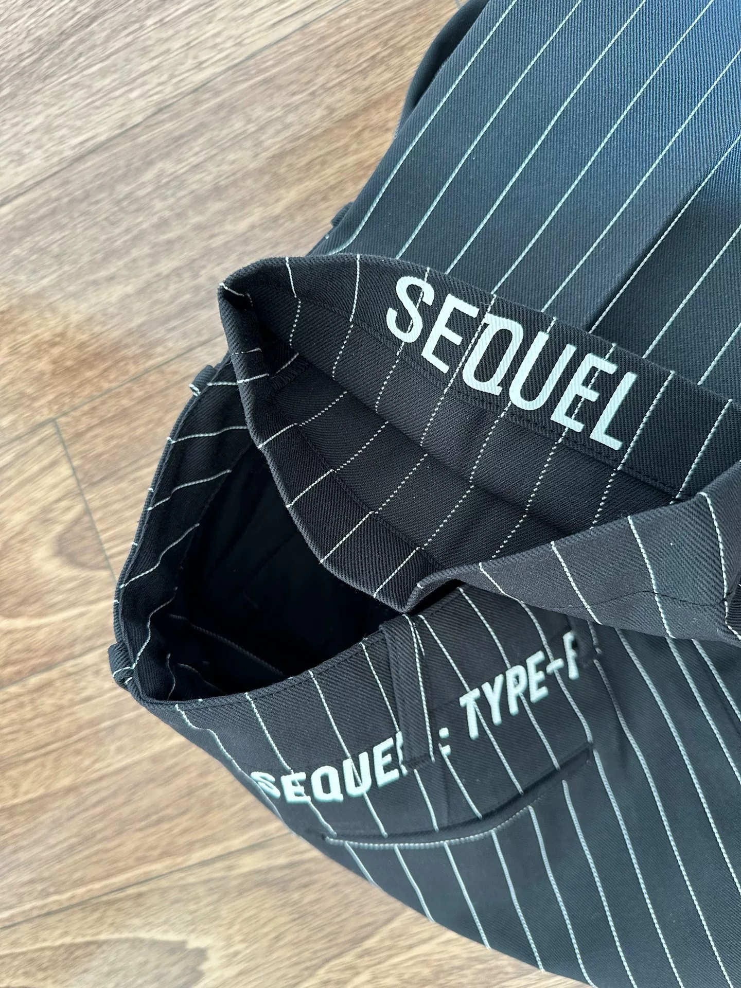 Sequel Fragment Black Stripe Chino Pants — detail
