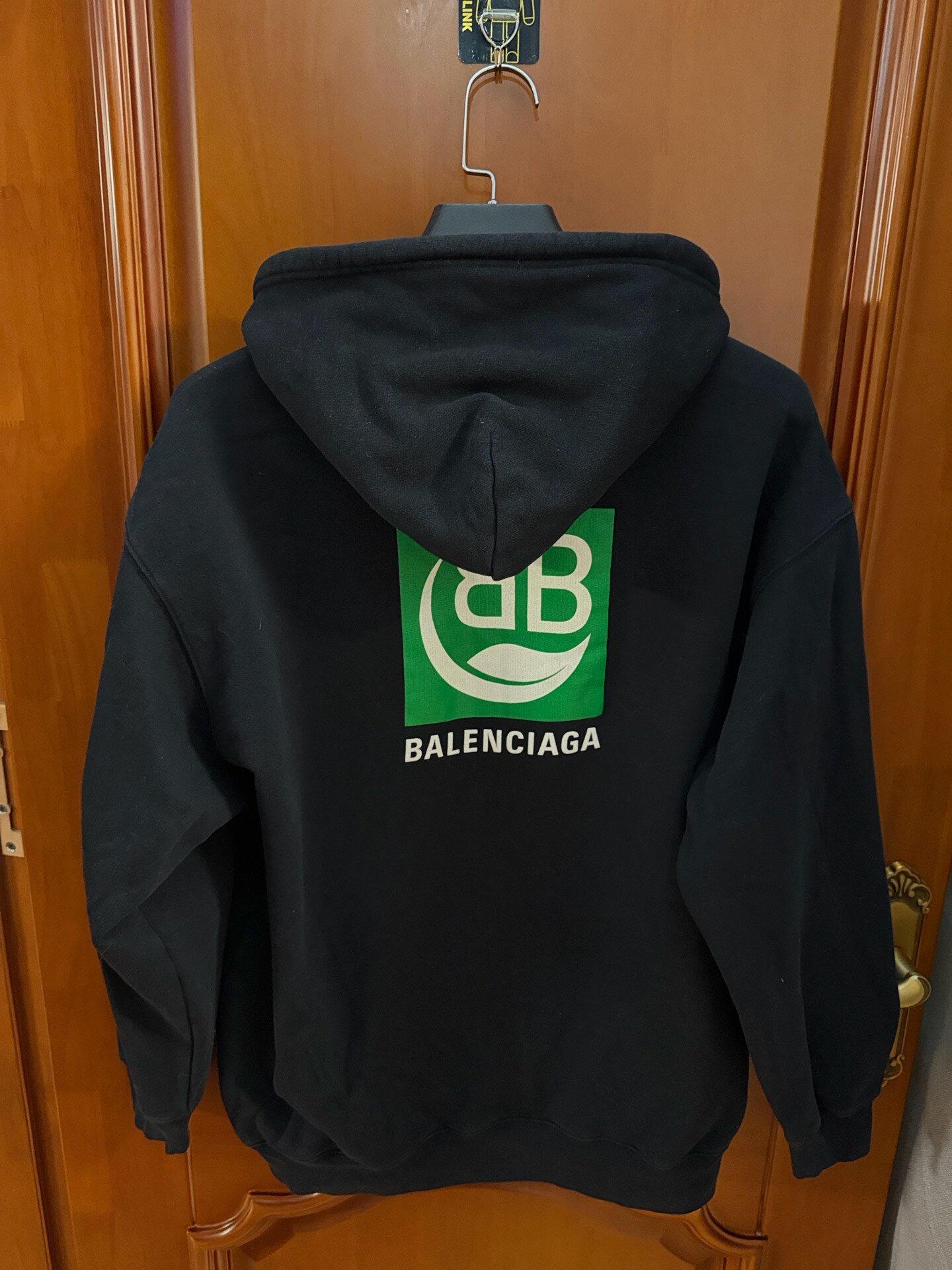 Balenciaga Black Eco Logo Hoodie — front