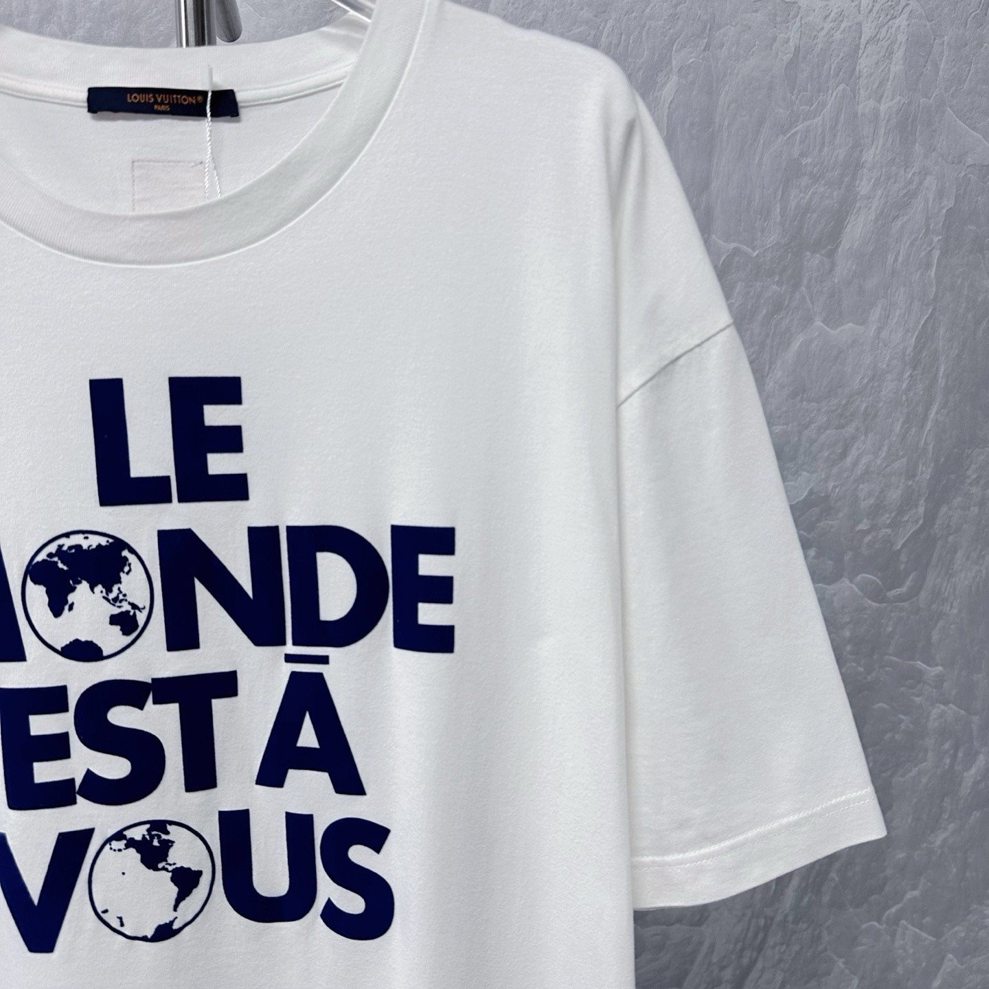 Louis Vuitton SS25 World Earth Flocked Print Tee — detail