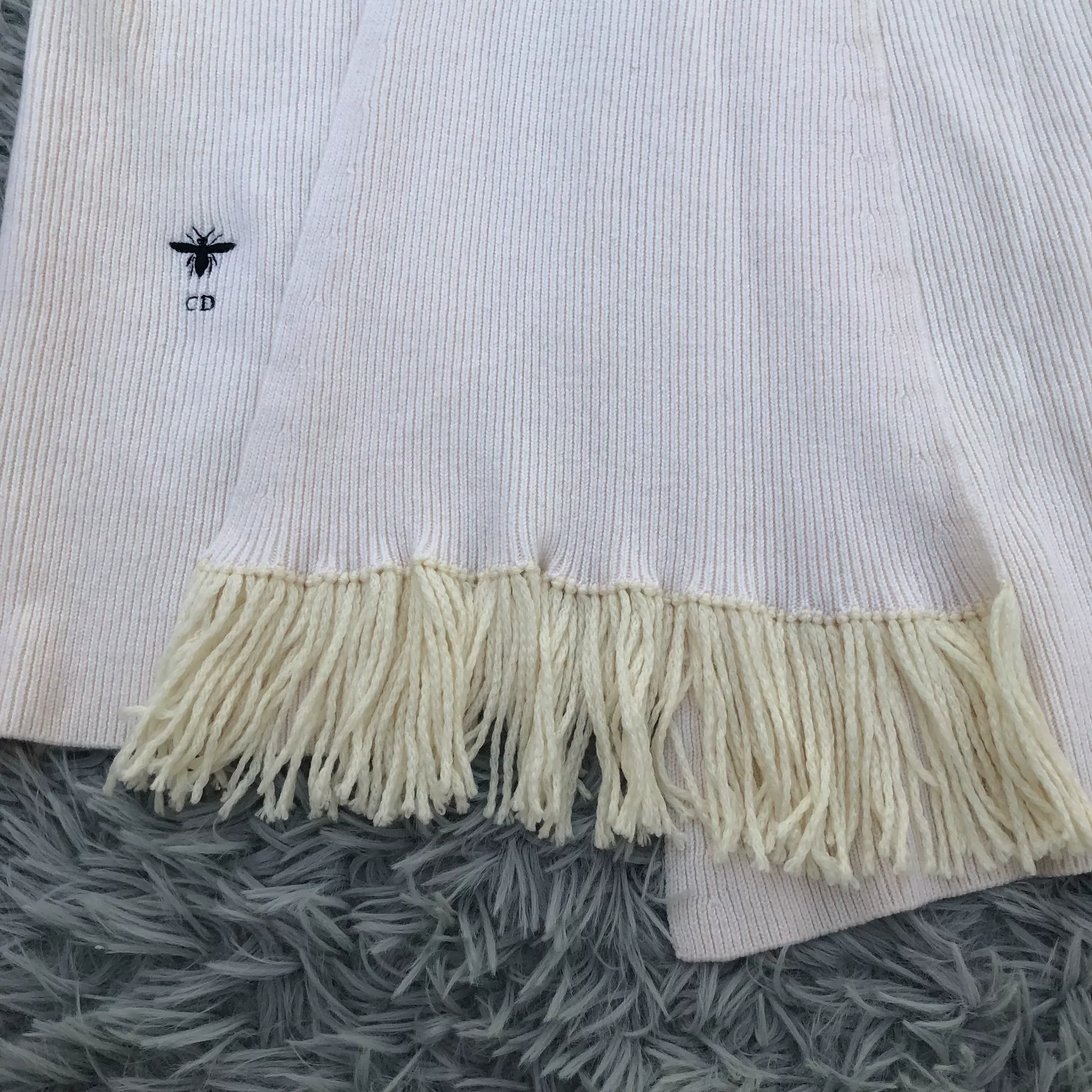Dior Fringed Bee Logo Cardigan — front