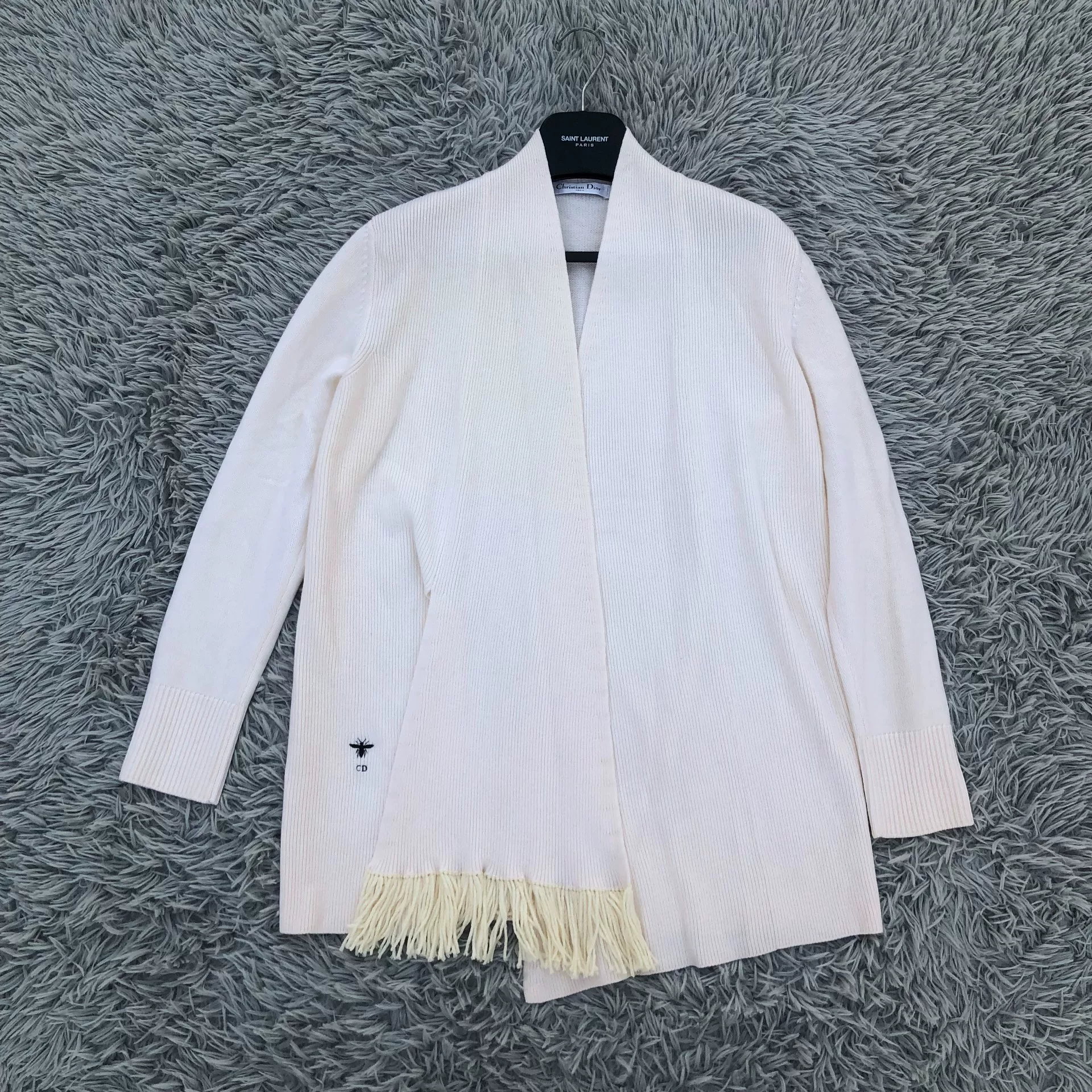 Dior Fringed Bee Logo Cardigan