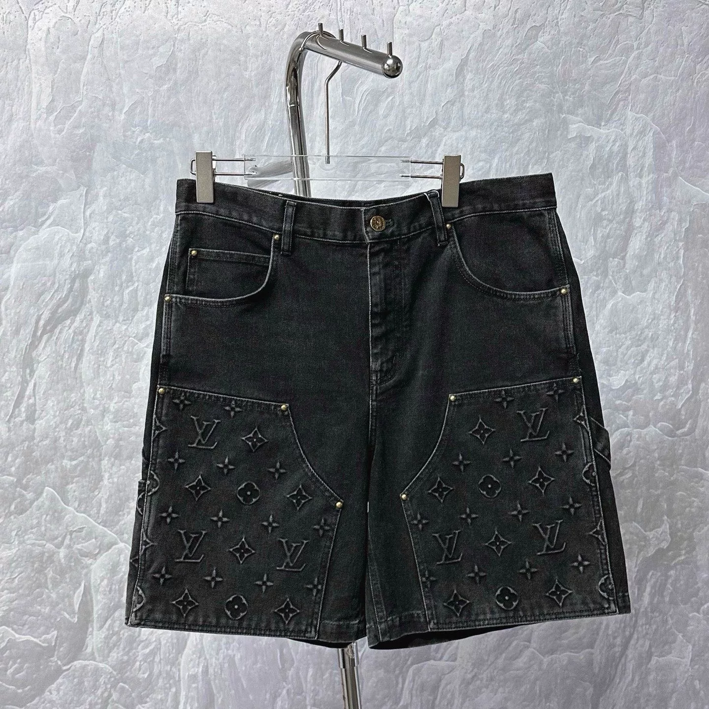 Louis Vuitton FW24 Embossed Denim Shorts