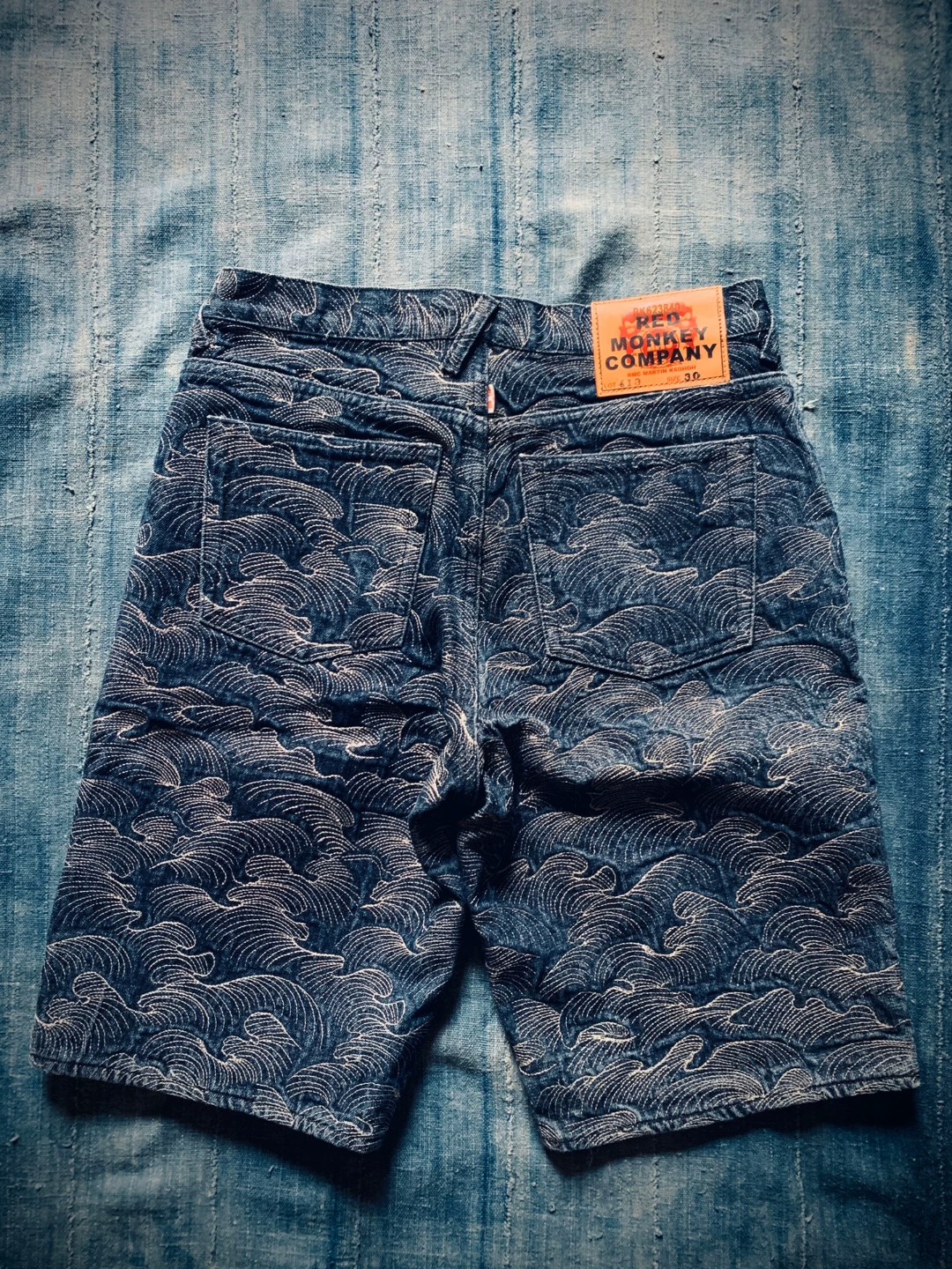 RMC Cloud Embroidery Denim Shorts — front