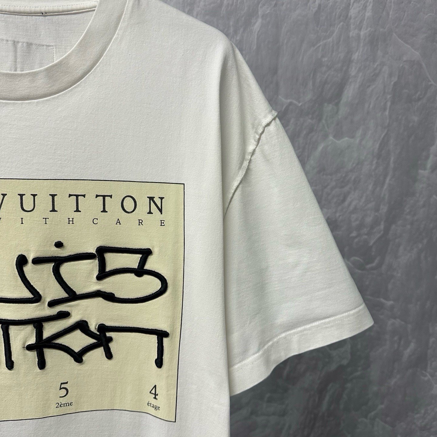 Louis Vuitton Embroidered Print Short-Sleeve Tee — detail