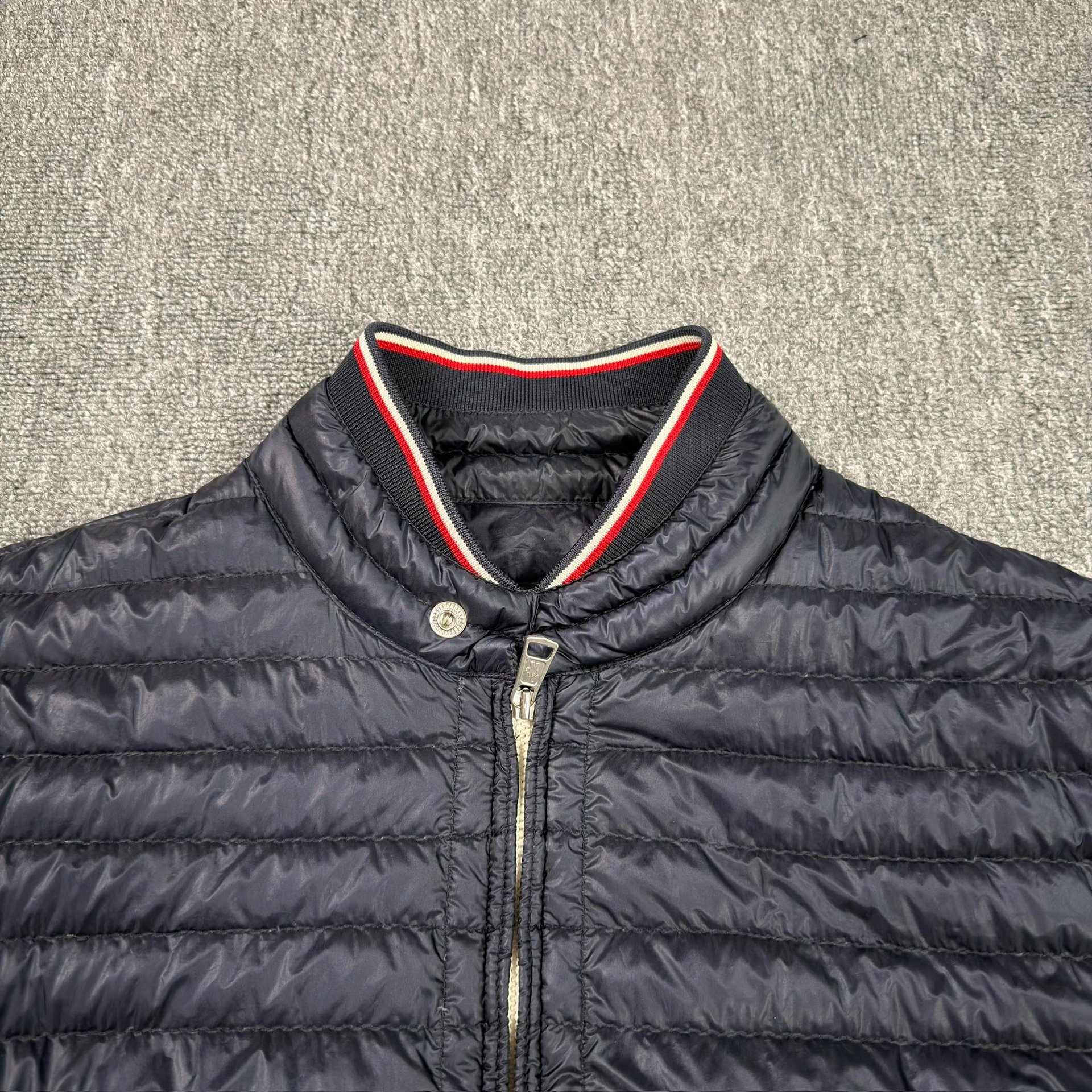 Moncler Dark Blue Lightweight Down Jacket — detail