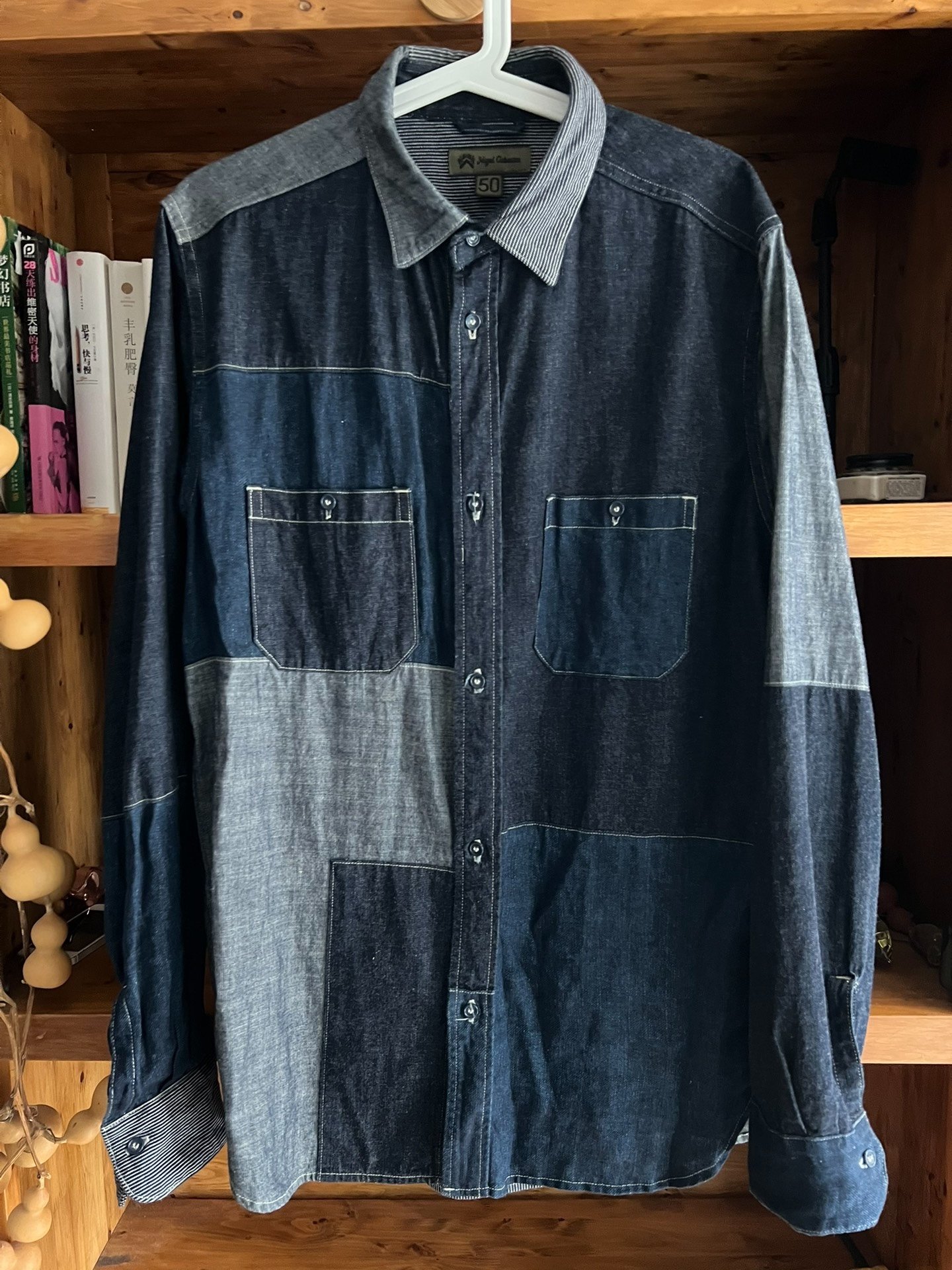 Nigel Cabourn Indigo Patchwork Workwear Shirt
