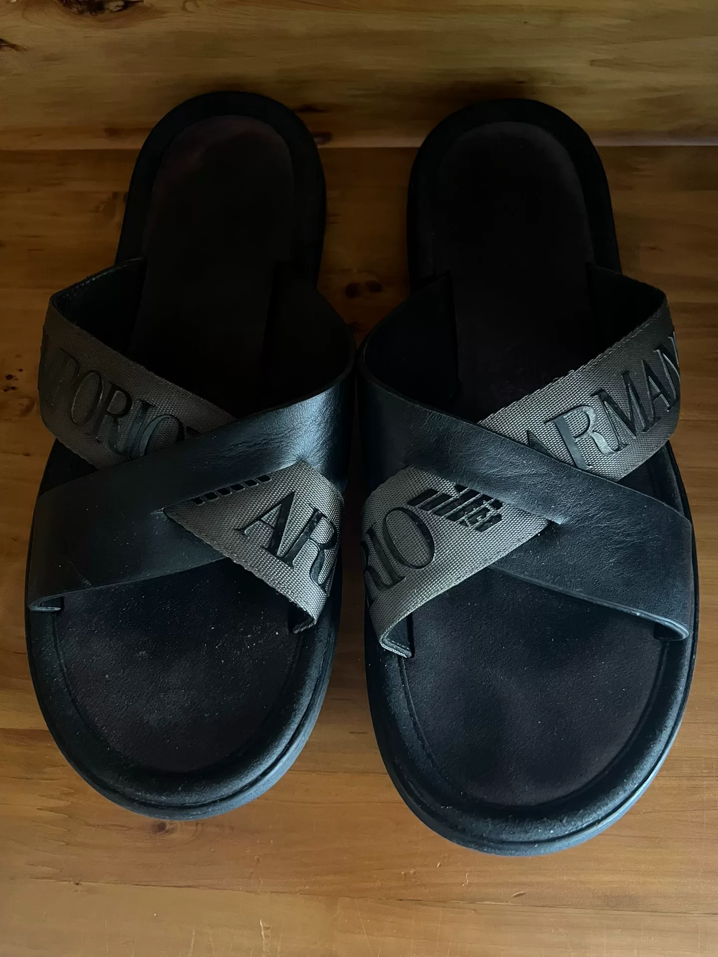 Emporio Armani Leather Slippers Size 42