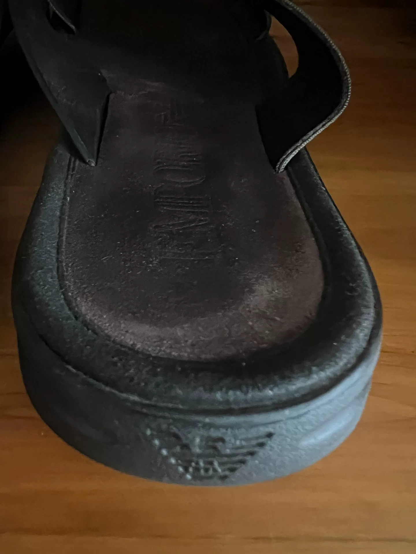Emporio Armani Leather Slippers Size 42 — back