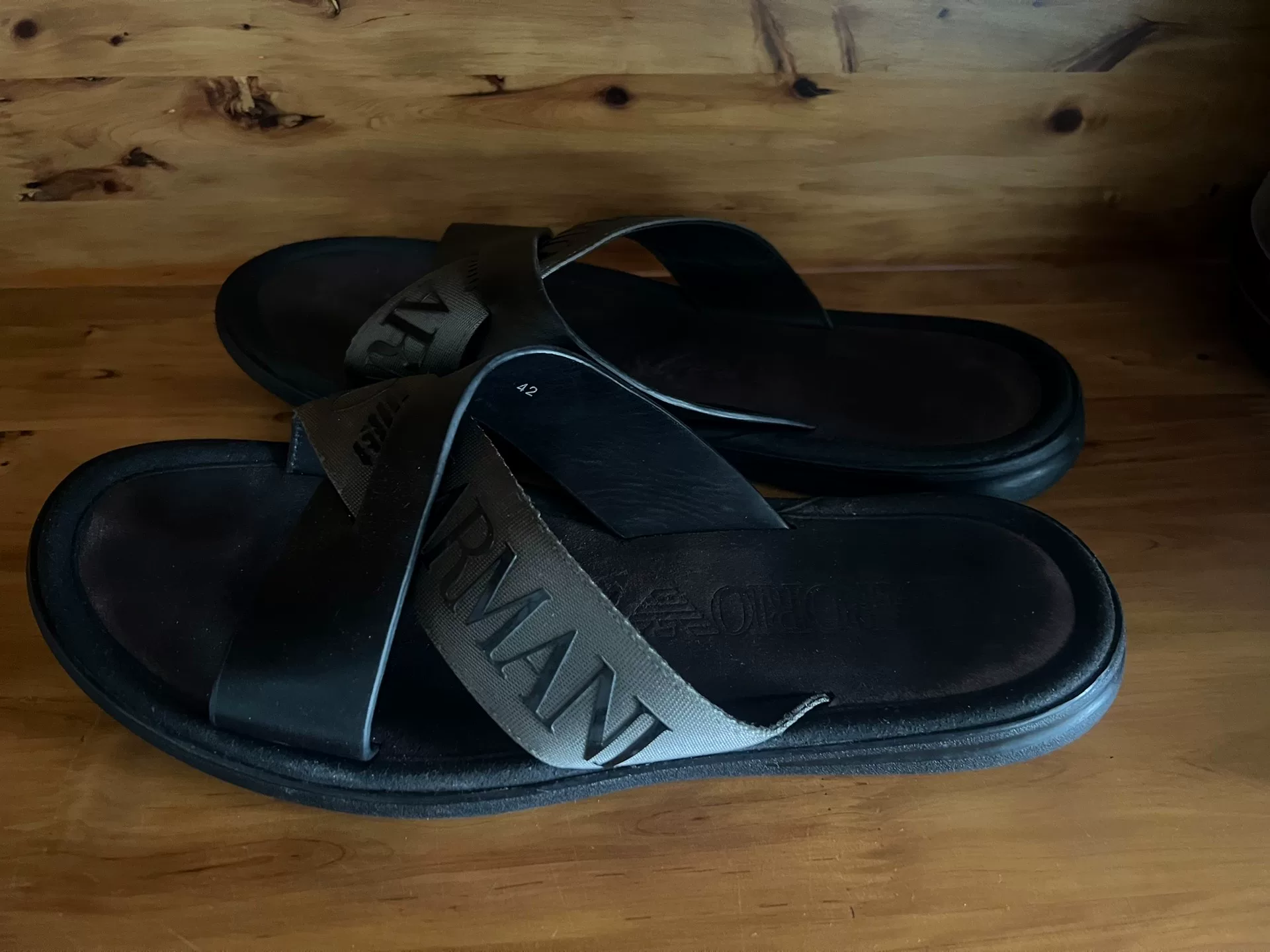 Emporio Armani Leather Slippers Size 42 — front