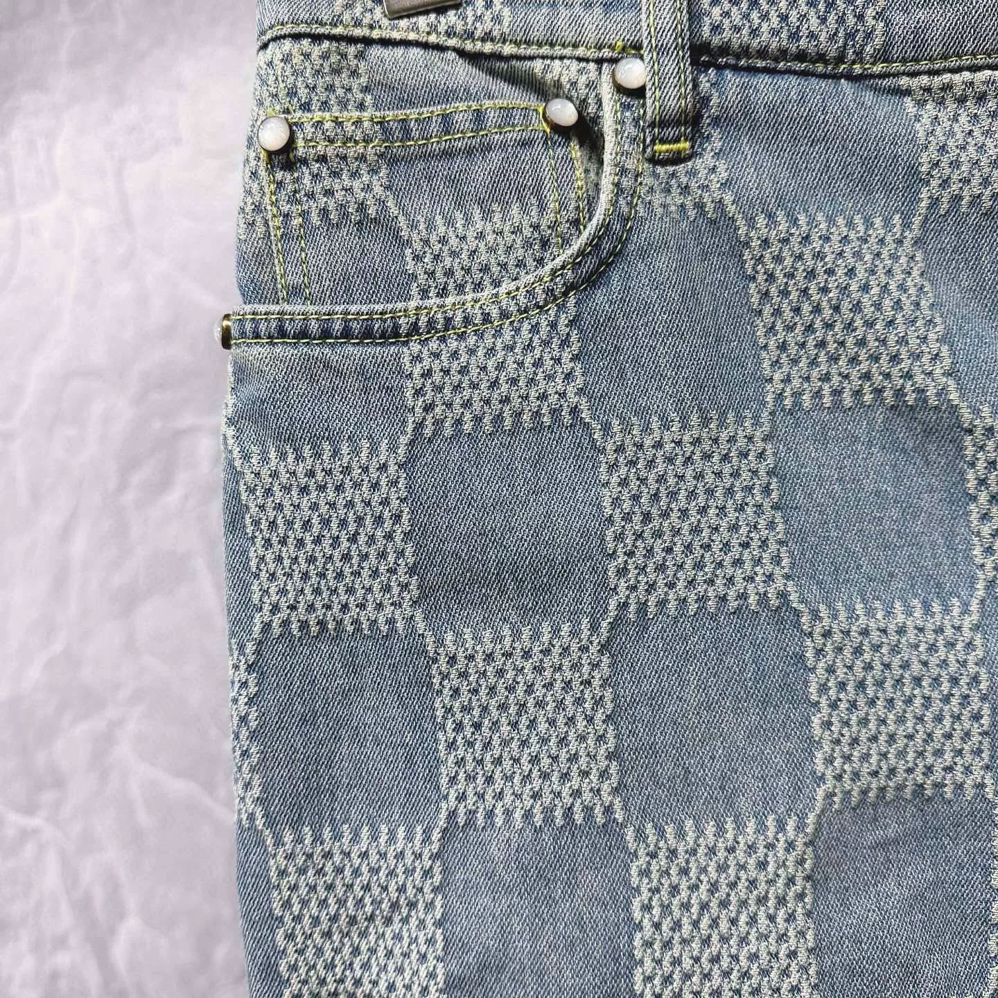 Louis Vuitton Checkerboard Denim Shorts — back
