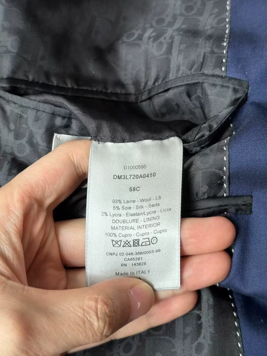 Dior Dark Blue Printed Lining Suit — back
